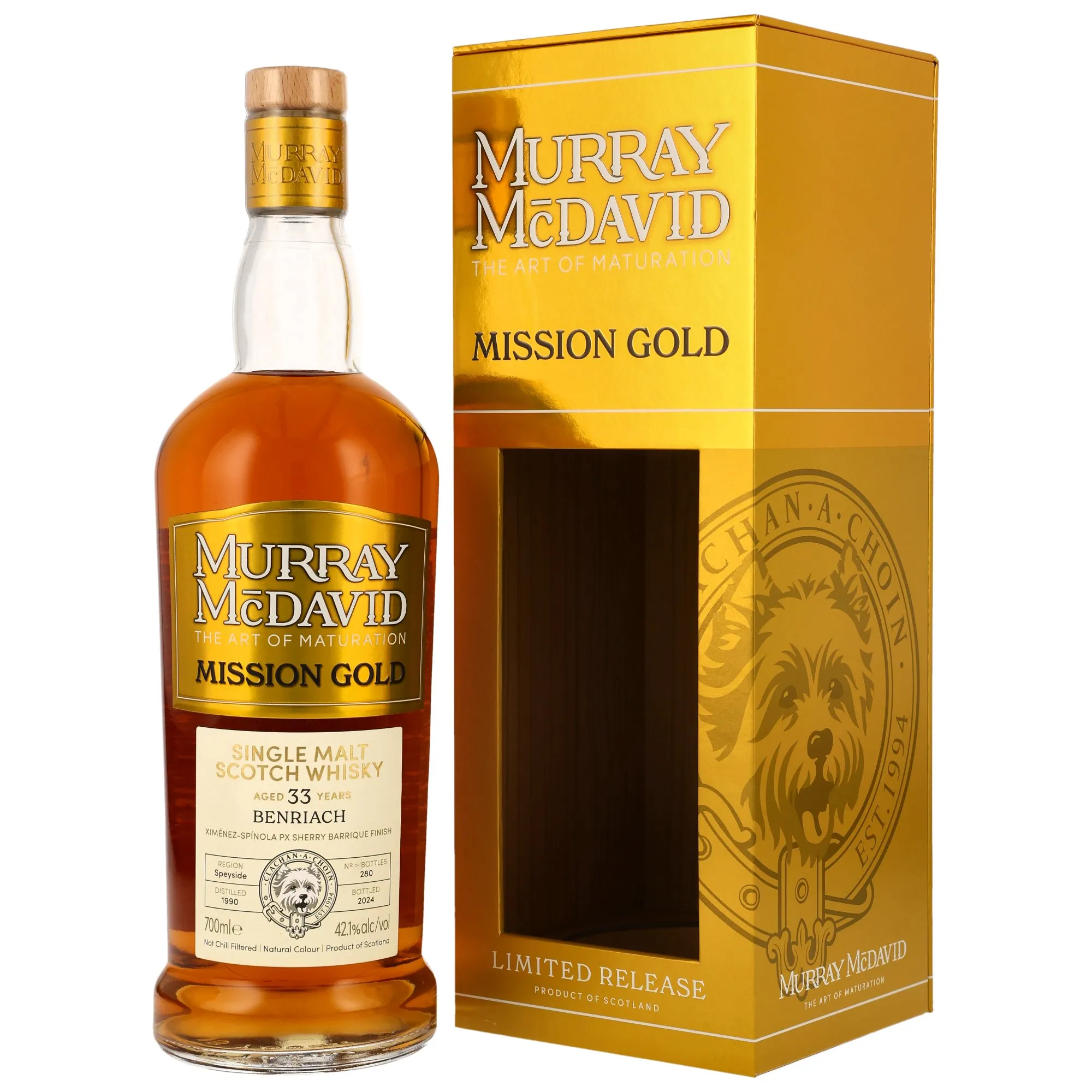 Benriach Mission Gold 33 Year Old, PX Sherry Cask, Cask #2201313, 1990, Murray McDavid, 42.1%