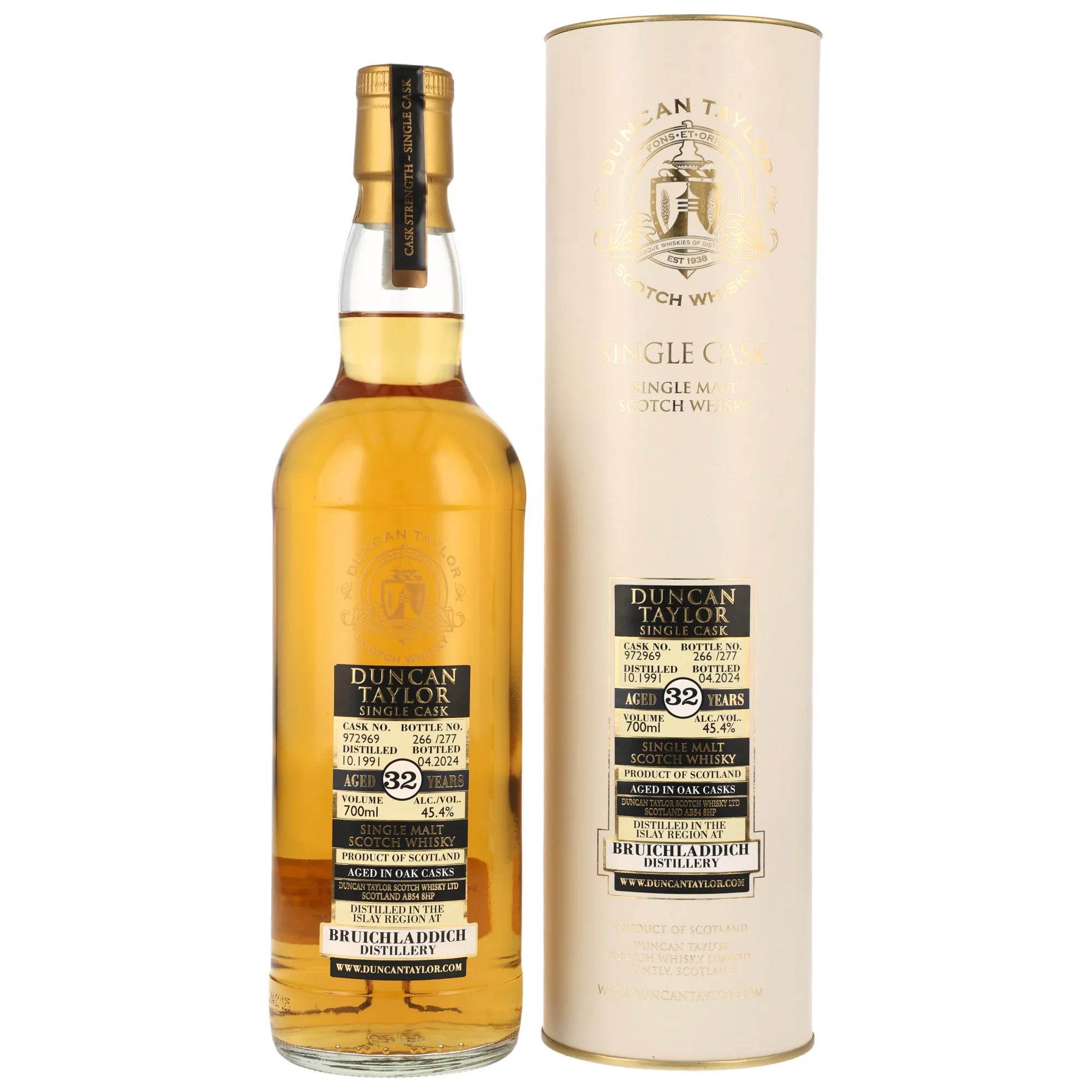 Bruichladdich 32 Year Old, Oak Cask, Cask #972969, 1991, Duncan Taylor, 45.4%