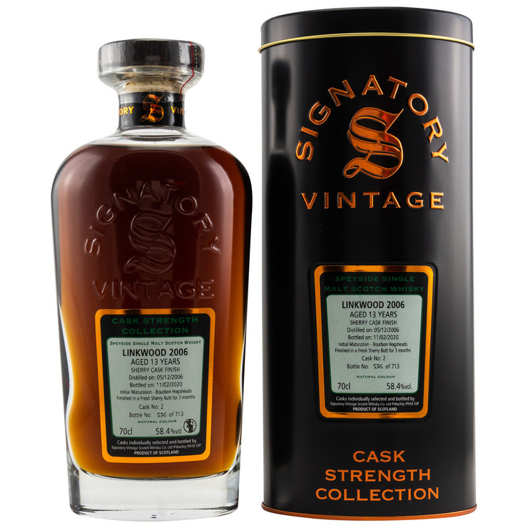Linkwood 13 year old 2006/2020 Fresh Sherry Butt Finish #2 Signatory Cask Strength Coll. 58,4%vol. 0,7l