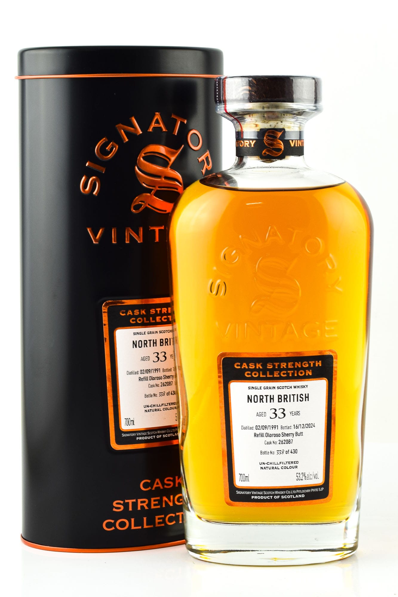 North British 33 Jahre Refill Oloroso Sherry Butt #262087 Signatory Cask Strength Coll.