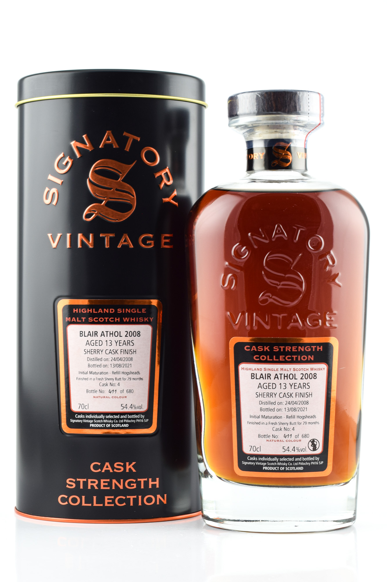 Blair Athol 13 Jahre 2008/2021 Fresh Sherry Butt #4 (Finish) Signatory Cask Strength Coll. 54,5%vol.