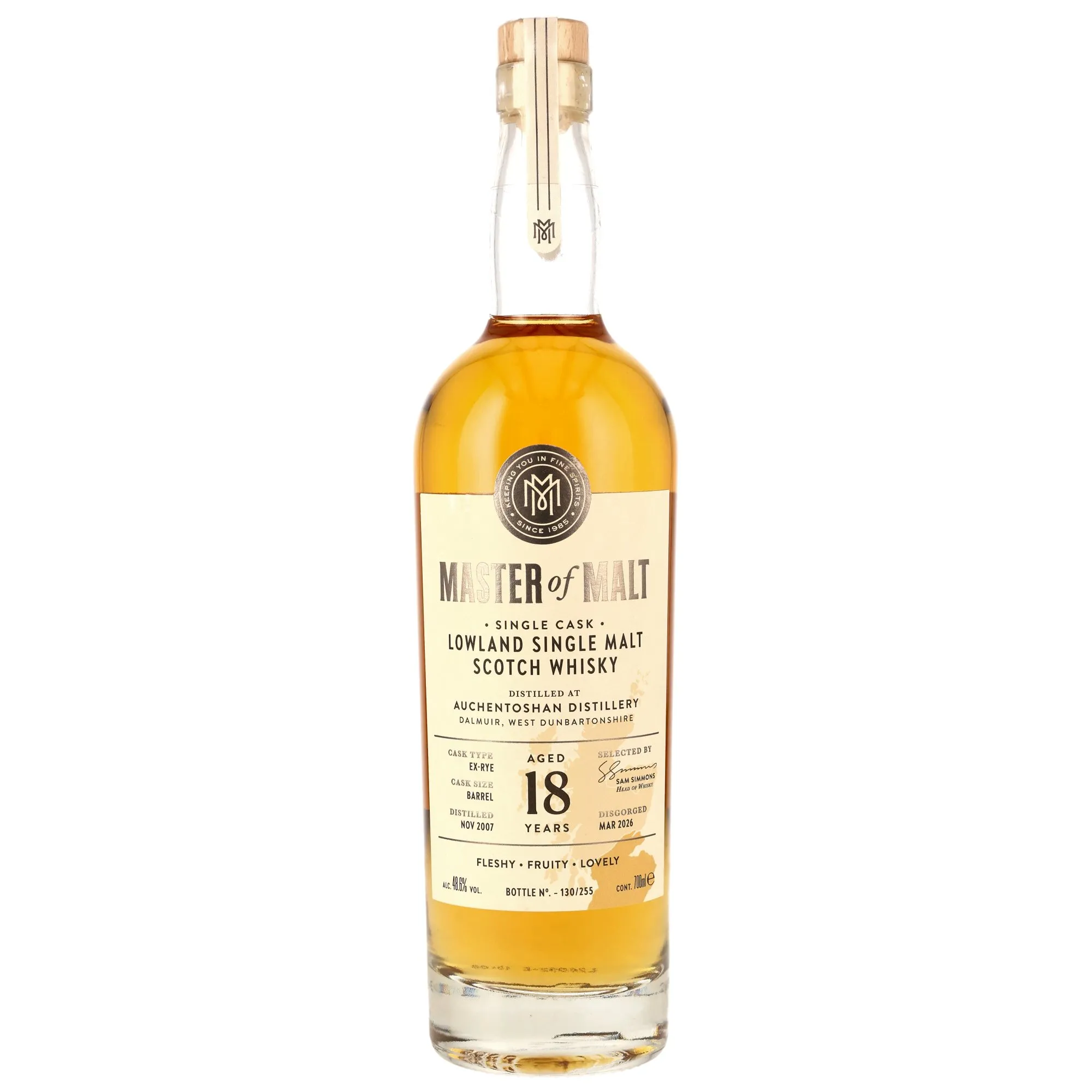 Auchentoshan 2007/2026 - 18 Year Old - Single Cask ex-Rye Barrel - Master of Malt