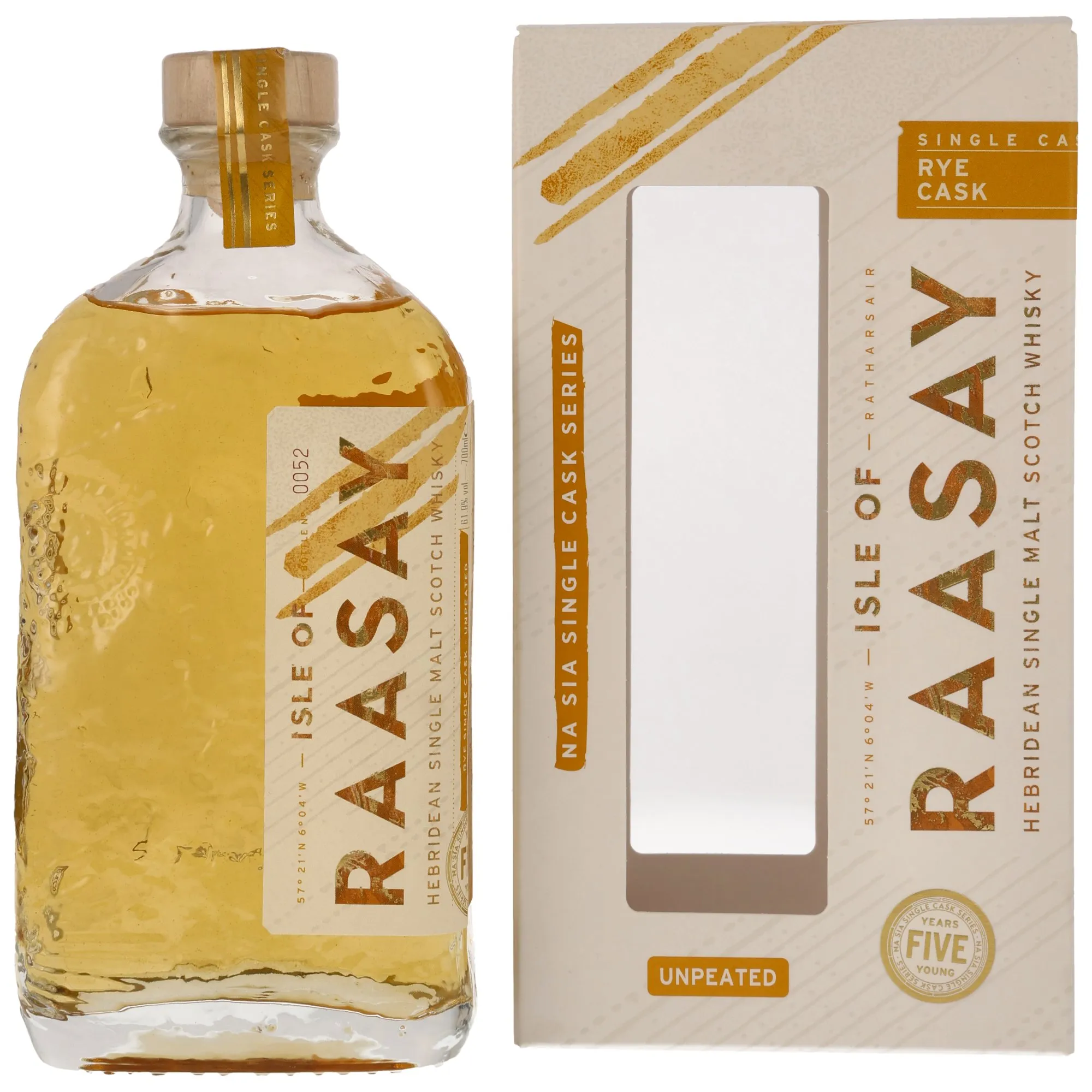 Isle of Raasay Na Sia Single Cask Series 5 Year Old, First Fill Rye Cask, Cask #19/266, 2024, 61.9%
