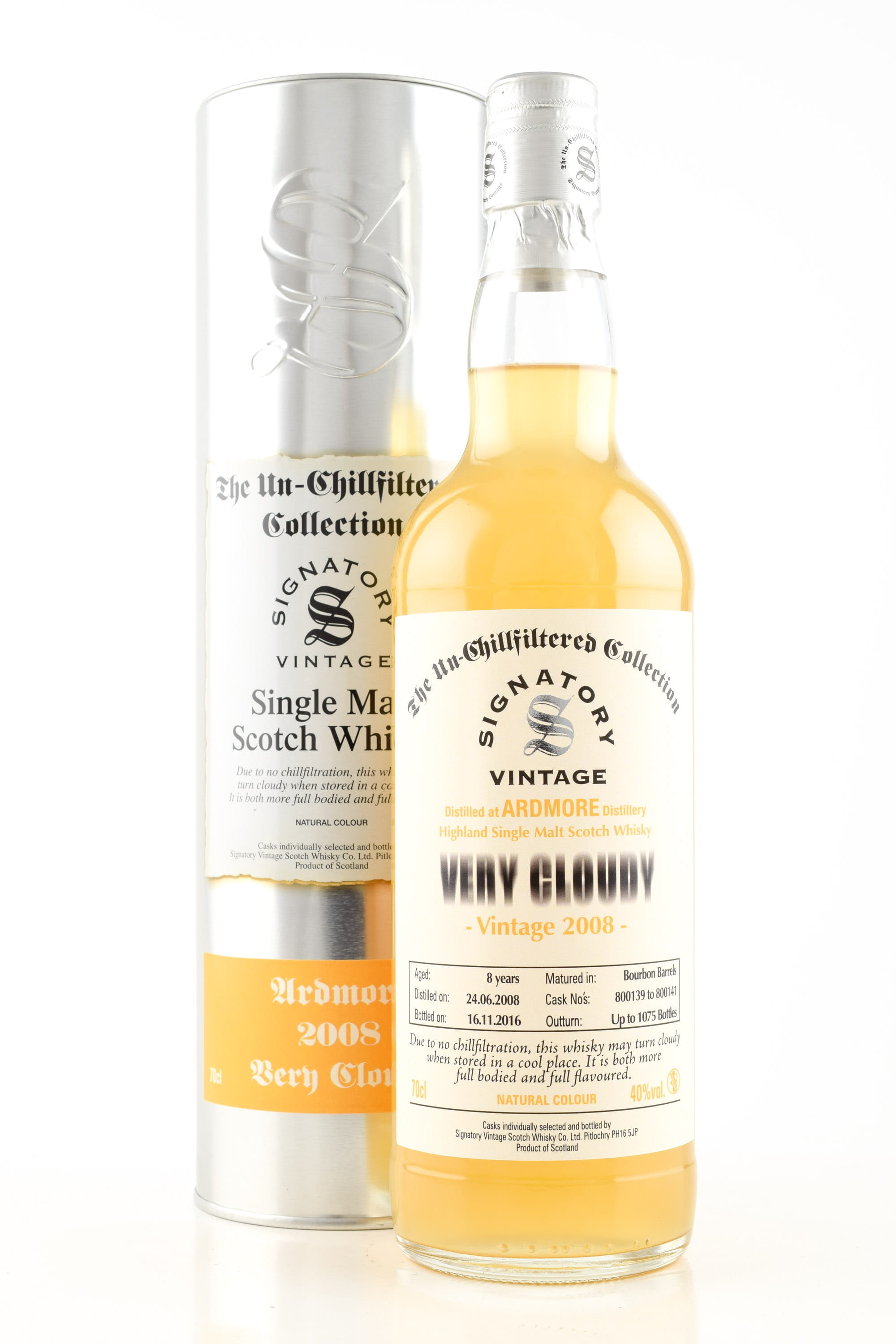 Ardmore eight Year Old 2008/2016 Very Cloudy Un-chillfiltered Signatory 40% vol. 0,7l