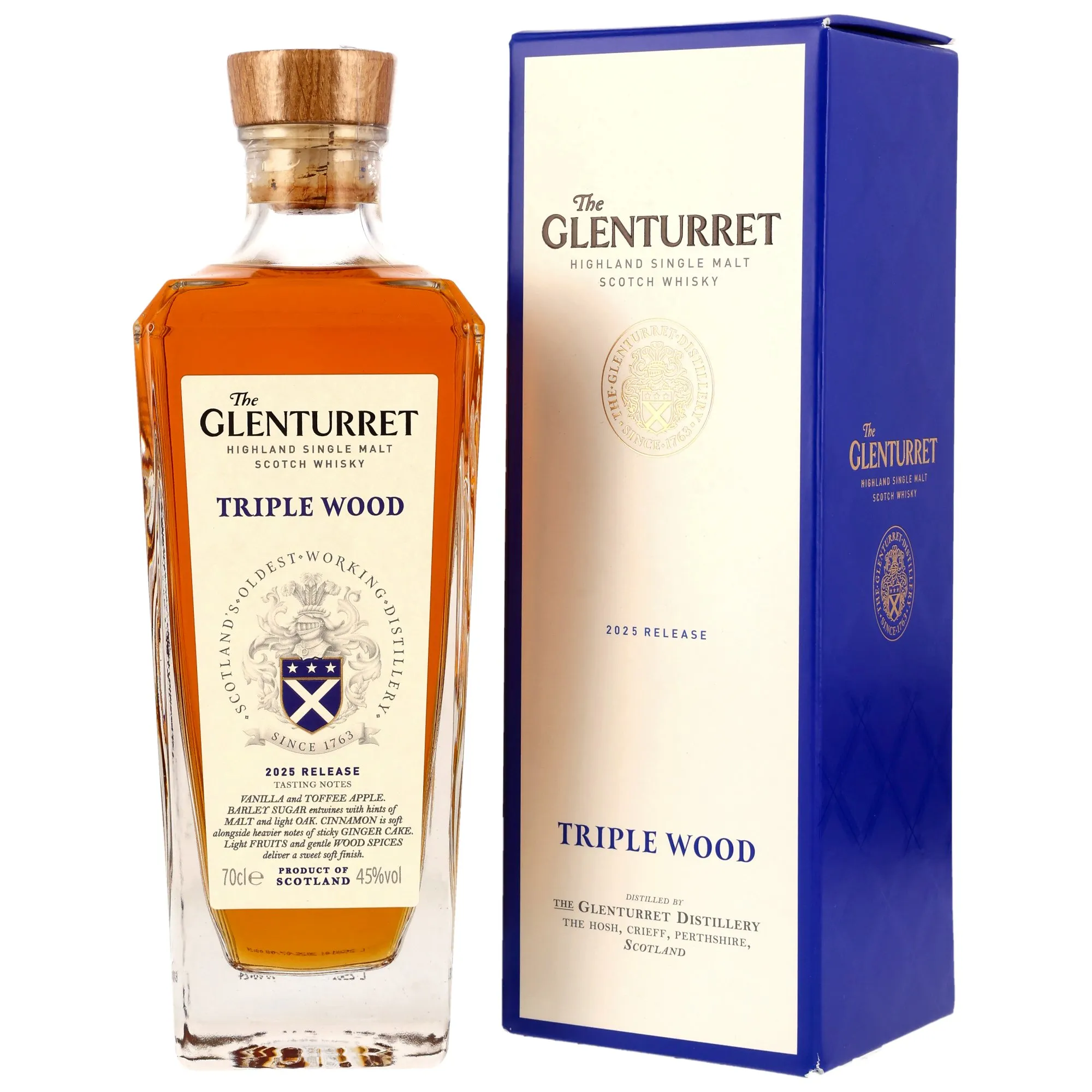 Glenturret Triple Wood, American & European Oak Sherry Seasoned & Ex-Bourbon Cask, 2025, 45%