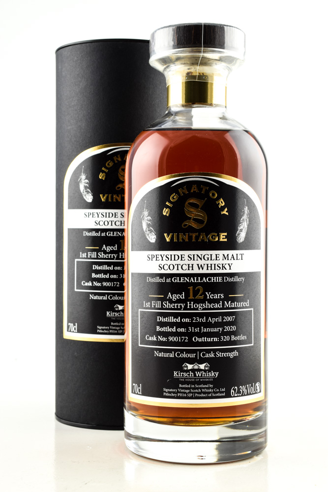 GlenAllachie 12 year old 2007/2020 1st-fill Sherry Hogshead #900172 Vintage Signatory 62,3%vol. 0,7l