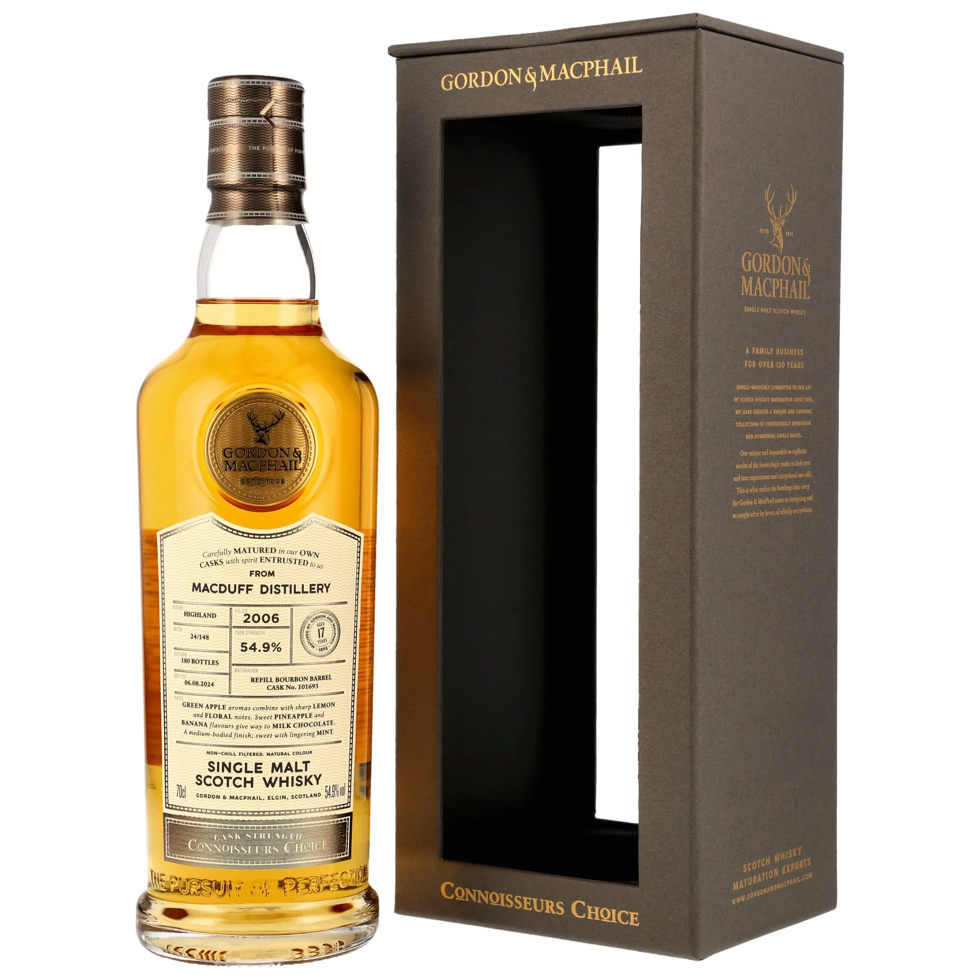 Macduff Connoisseurs Choice 18 Year Old, Refill Bourbon Barrel Cask, Cask #101693, 2006, Gordon & MacPhail, 54.9%