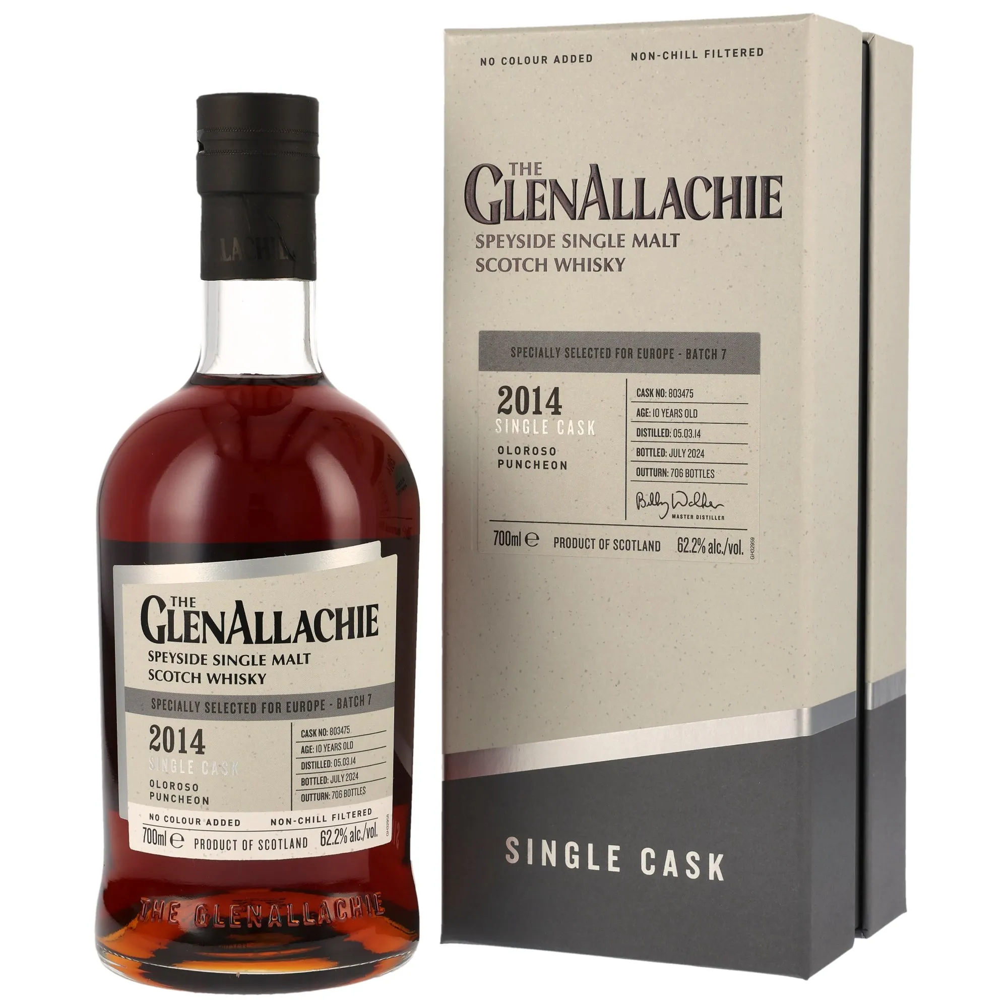 GlenAllachie 2014 Single Cask Oloroso Puncheon 10 Year Old, Oloroso Puncheon Cask, Cask #803475, Batch No. 7, 2024, 62.2%