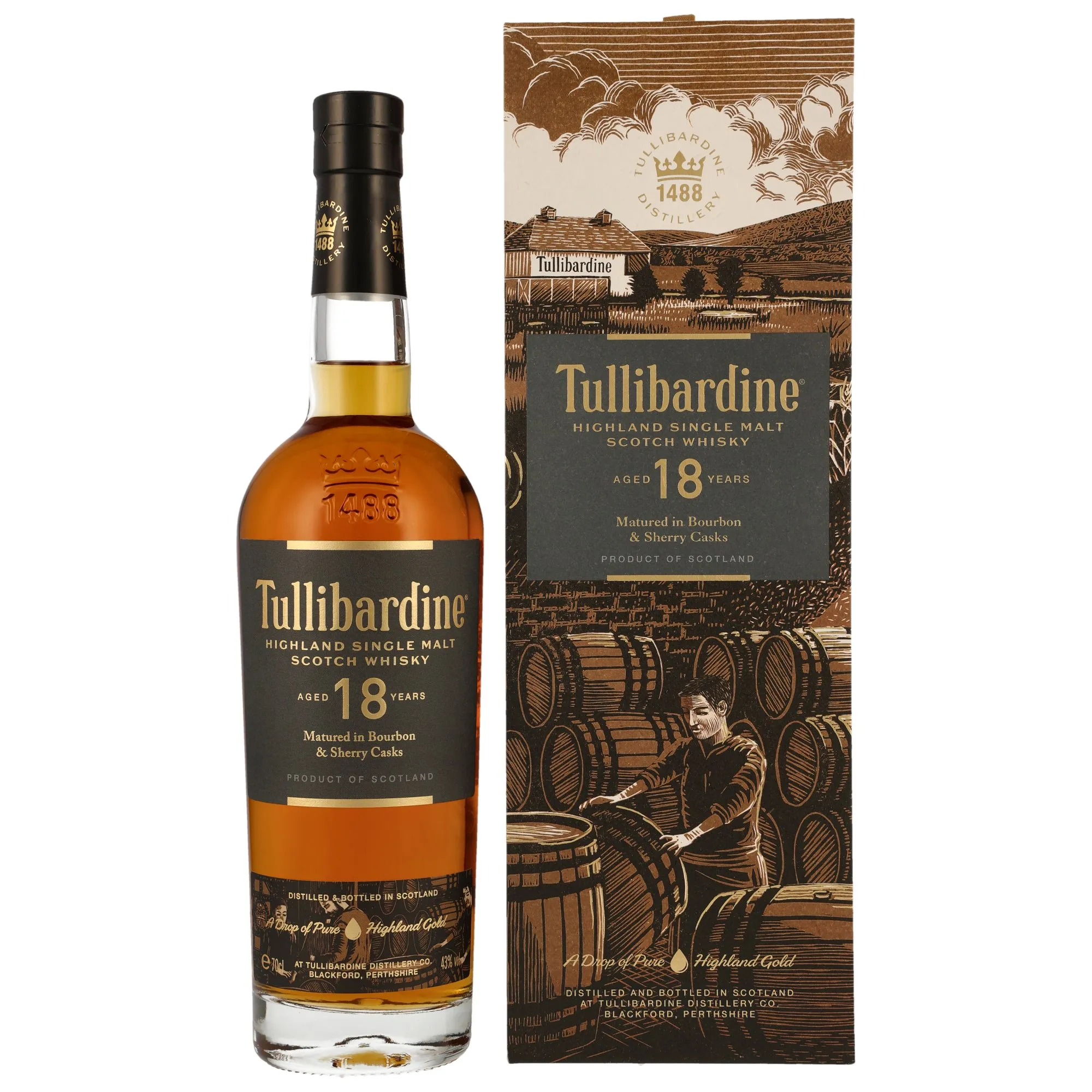 Tullibardine 18 Year Old, Bourbon & Sherry Cask, 2023, 43%