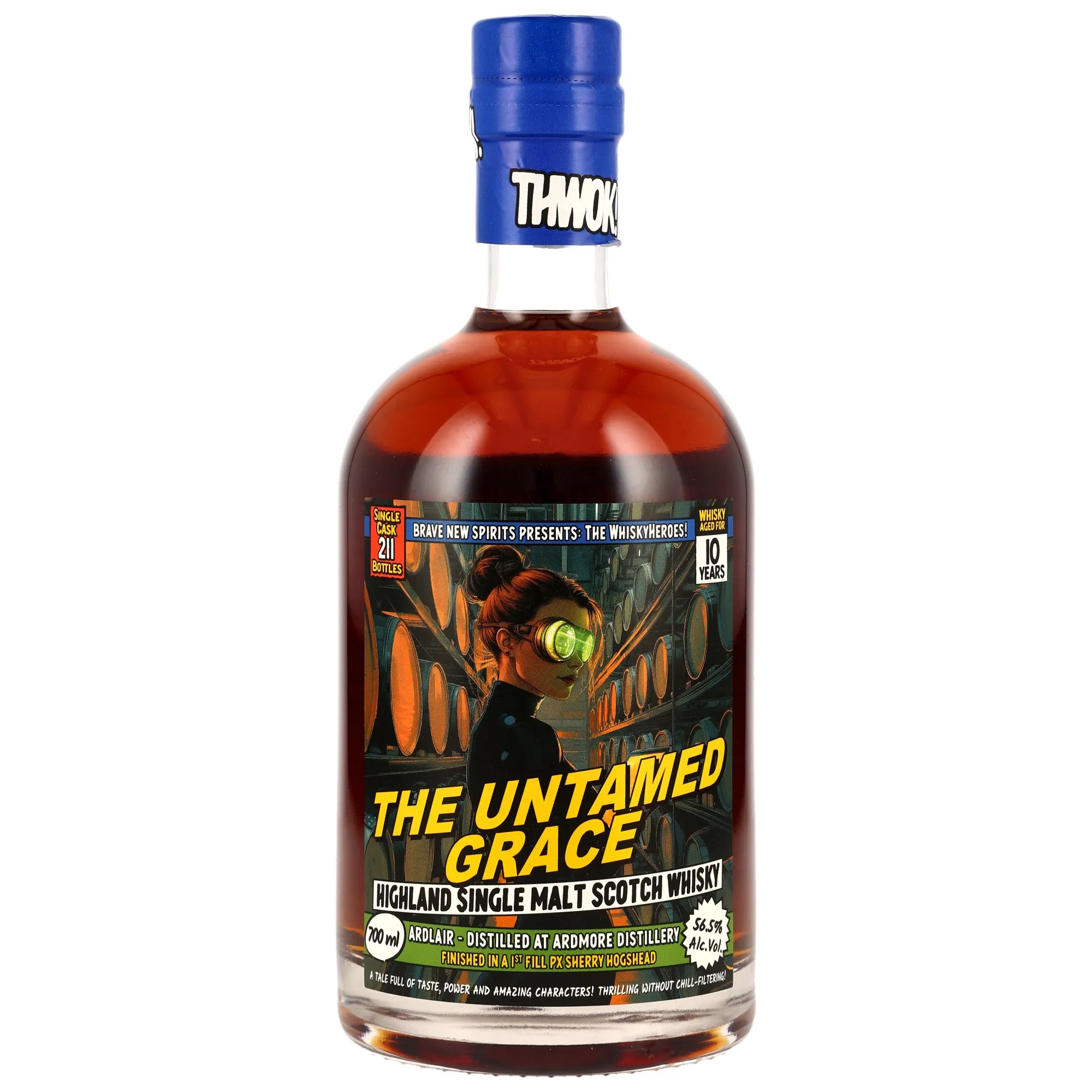 Ardmore Whiskyheroes The Untamed Grace 10 Year Old, PX Sherry Hogshead Cask, Cask #200, 2014, Brave New Spirits, 56.5%