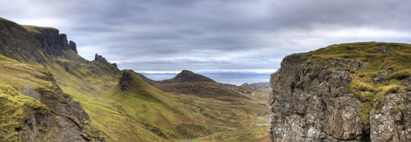 Gebirgszug Quiraing - Isle of Skye 120 x 40 cm auf Leinwand