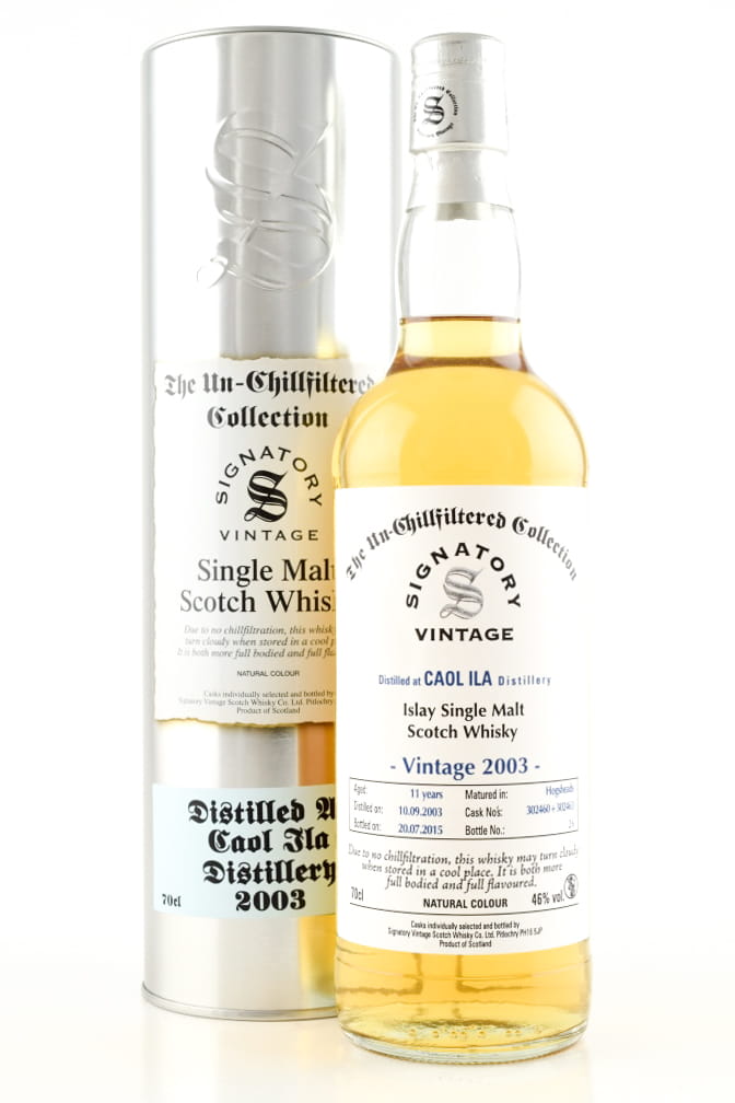 Caol Ila 11 Year Old 2003/2015 hogsheads # 302460 # 302463 & Un-chillfiltered Signatory 46% vol. 0,7l