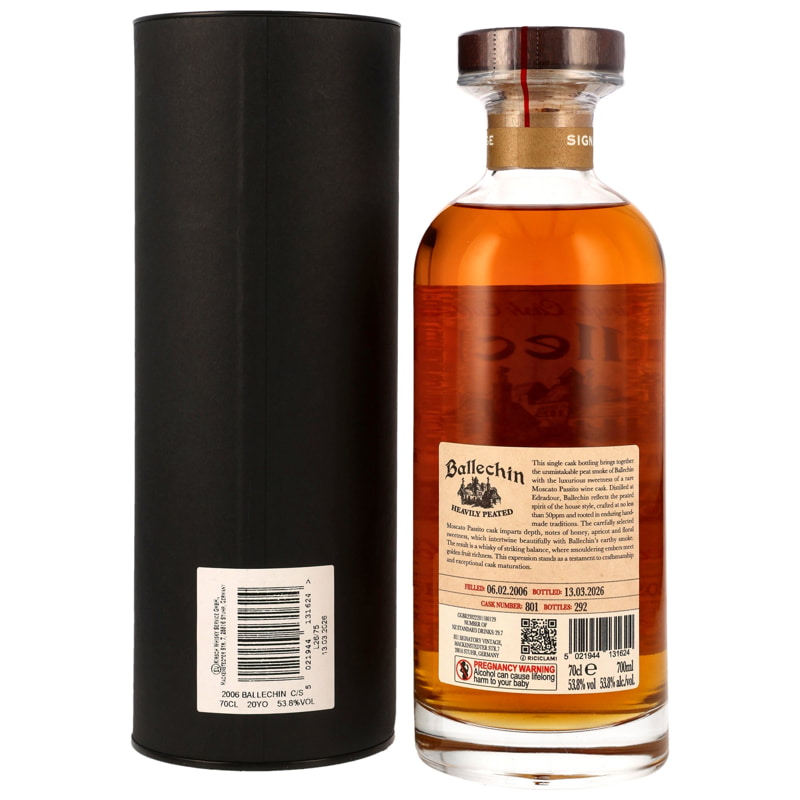 Ballechin 20 Jahre Heavily Peated - 1st-fill Moscato Passito Hogshead #801