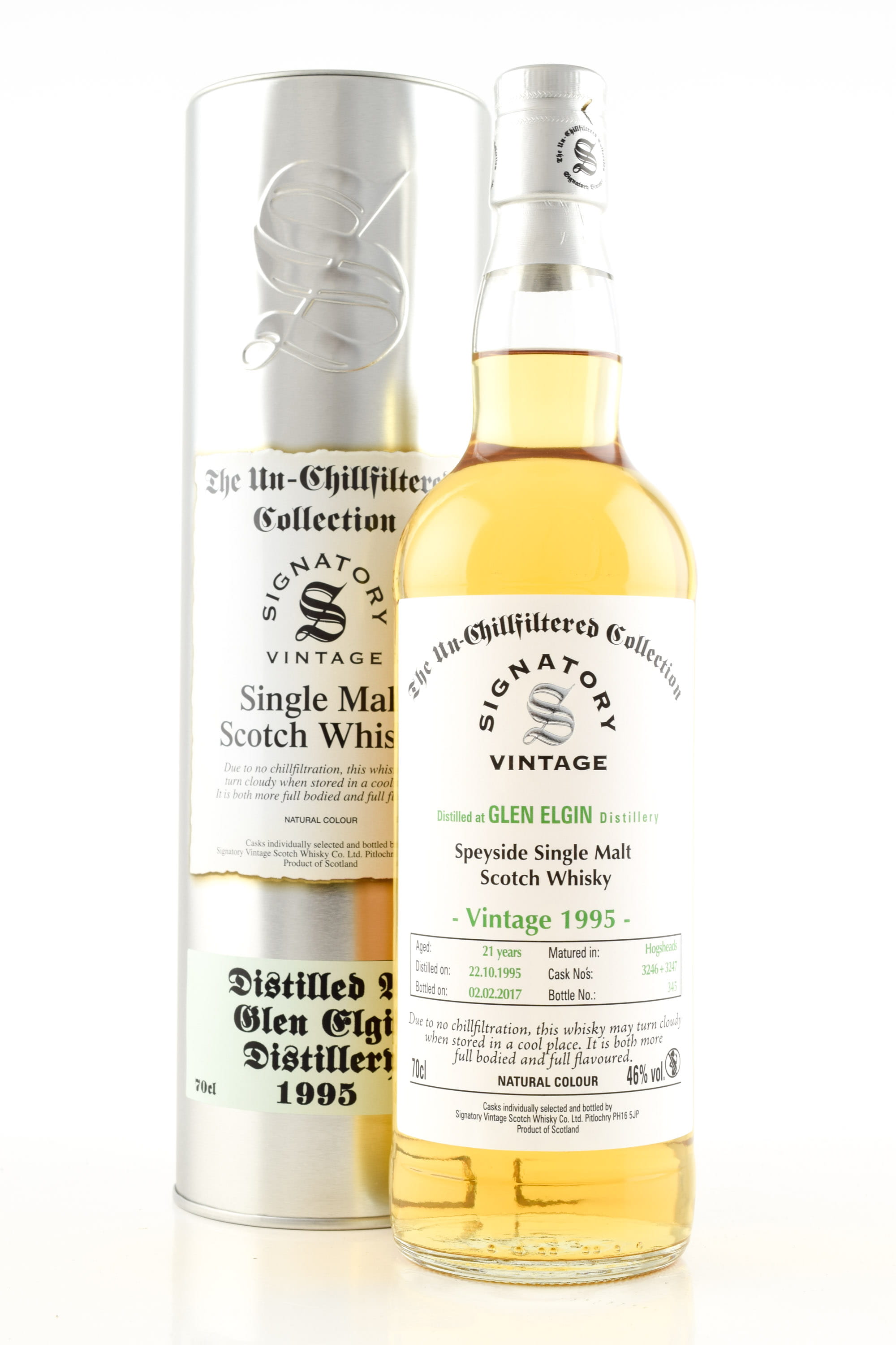 Glen Elgin 21 Year Old 1995/2017 hogsheads # 3246 & # 3247 Un-chillfiltered Signatory 46% vol. 0,7l Glen Elgin 21 Year Old 1995/2017 hogsheads # 3246 & # 3247 Un-chillfiltered Signatory 46% vol. 0,7l