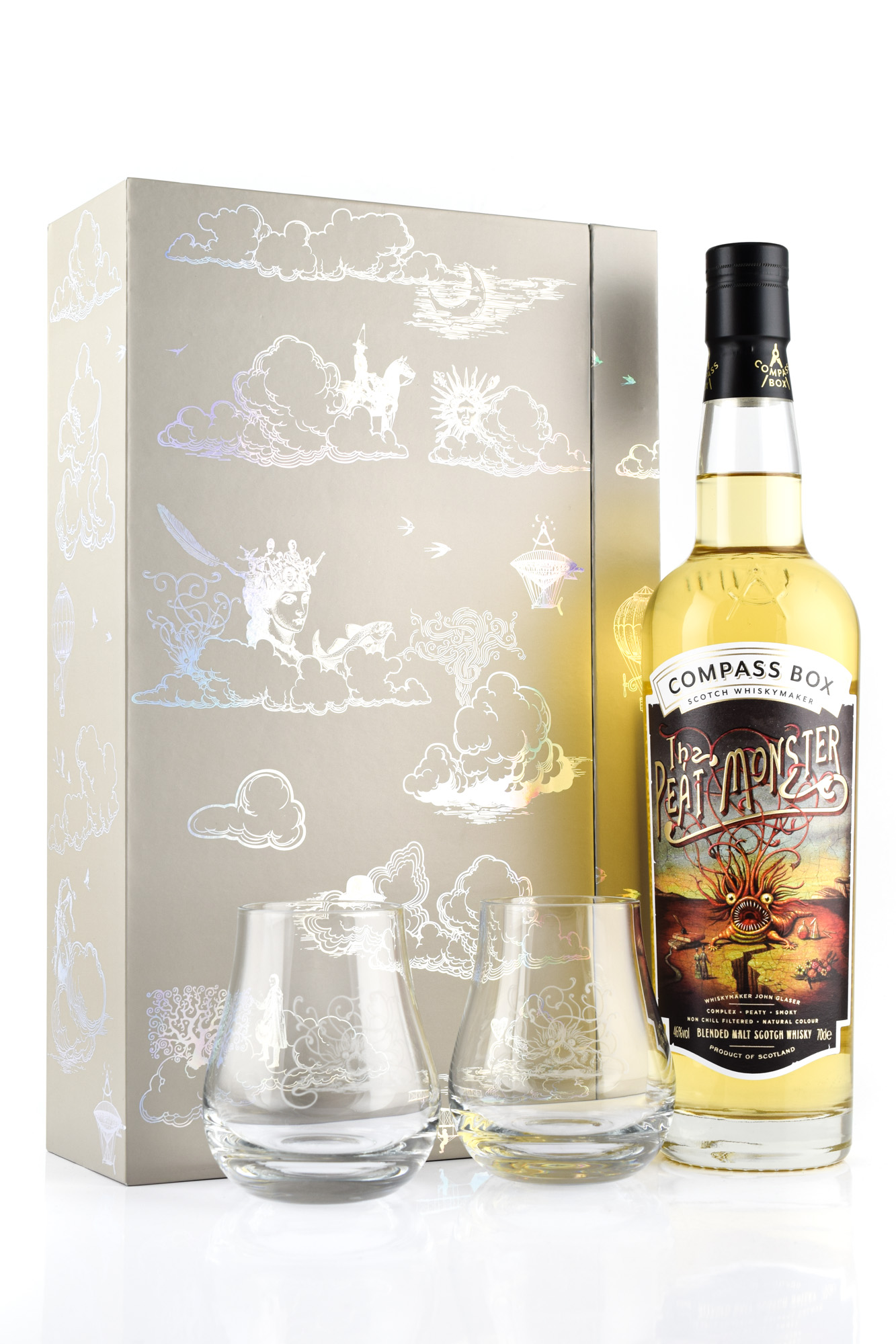 The Peat Monster Compass Box - with 2 Glasses The Peat Monster Compass Box - with 2 Glasses