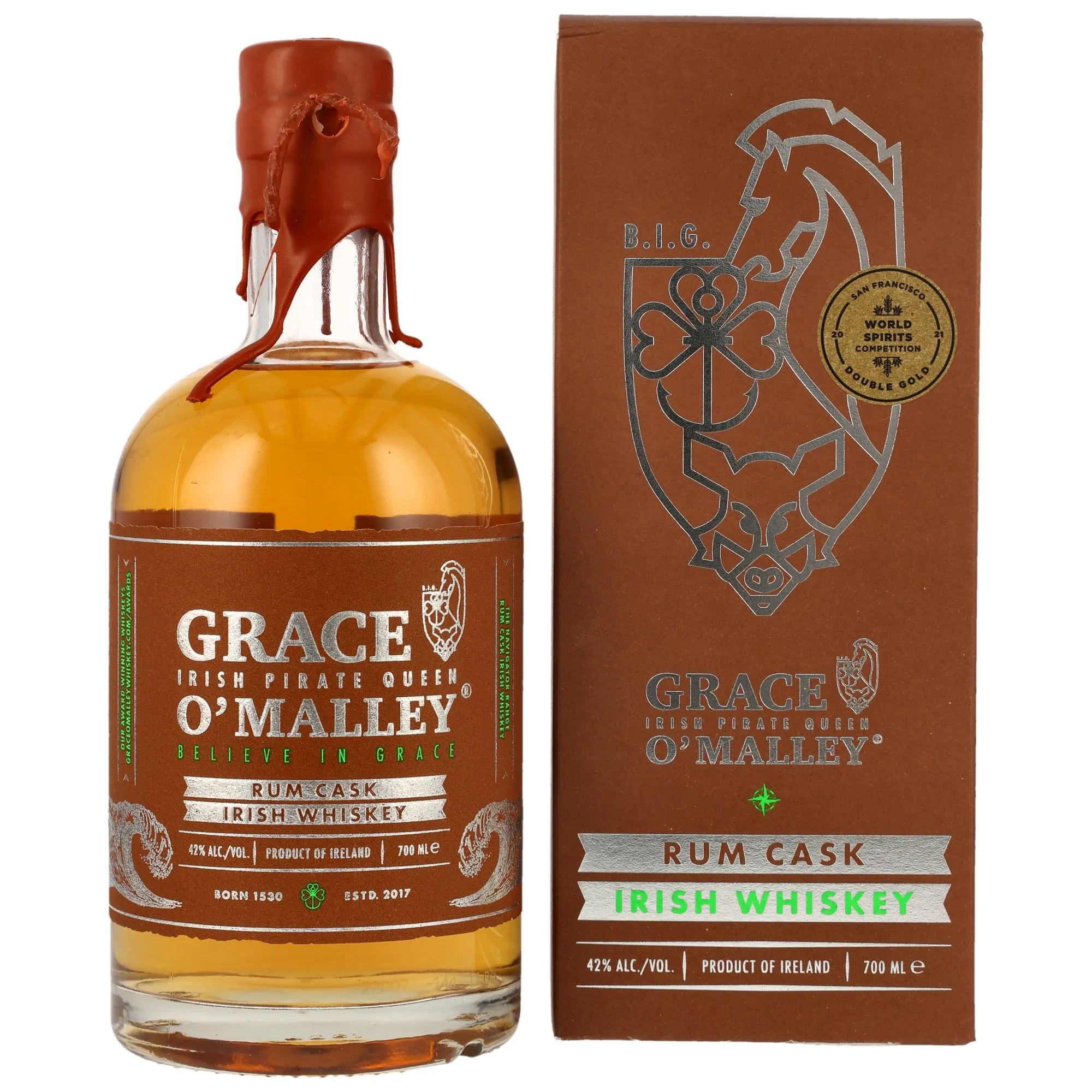 Grace O'Malley Rum Cask Whiskey Limited Edition, Bourbon & Rum Cask, 42%