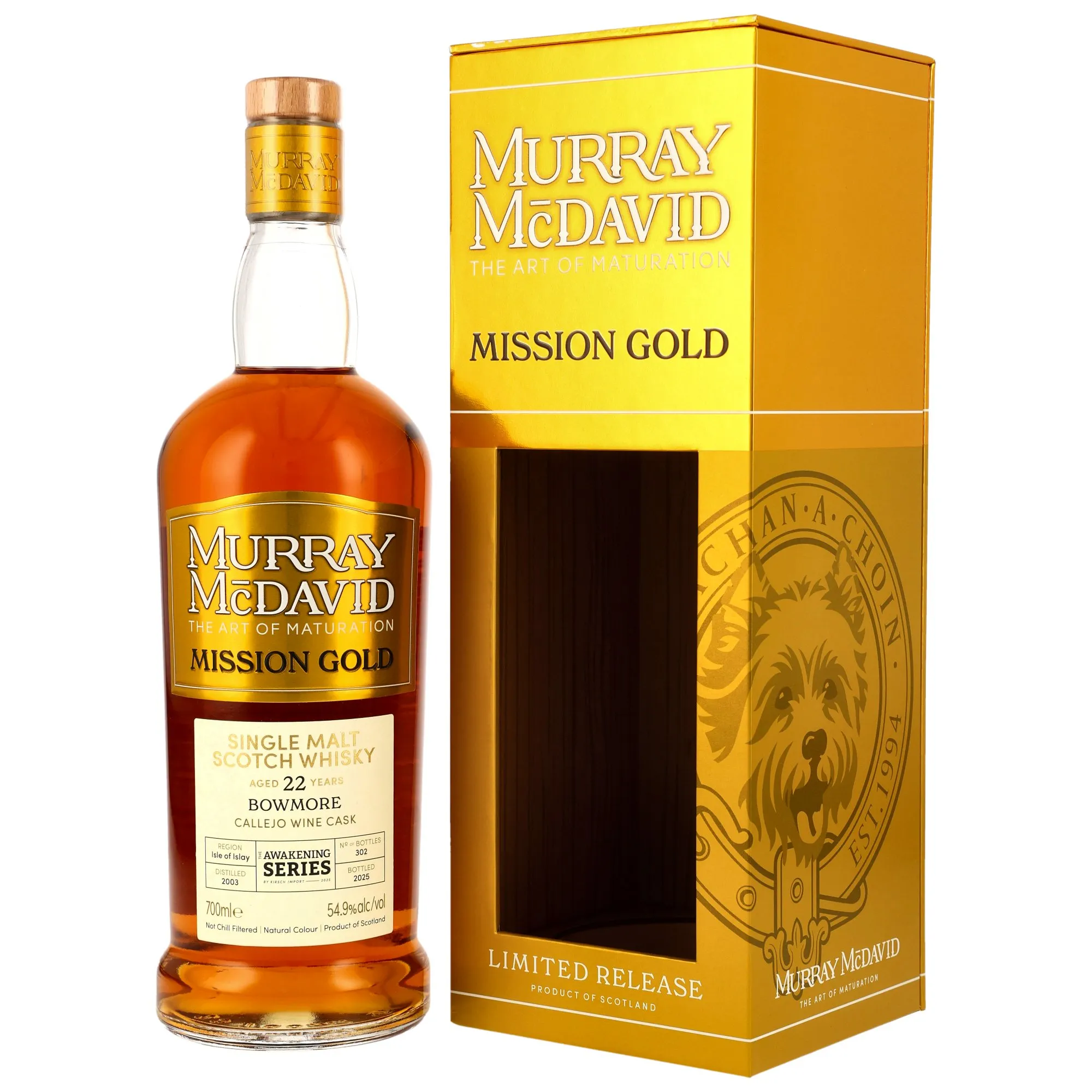Bowmore Mission Gold The Awakening Series 22 Year Old, Callejo Wine Cask, Cask #2, 2003, Murray McDavid, 54.9%