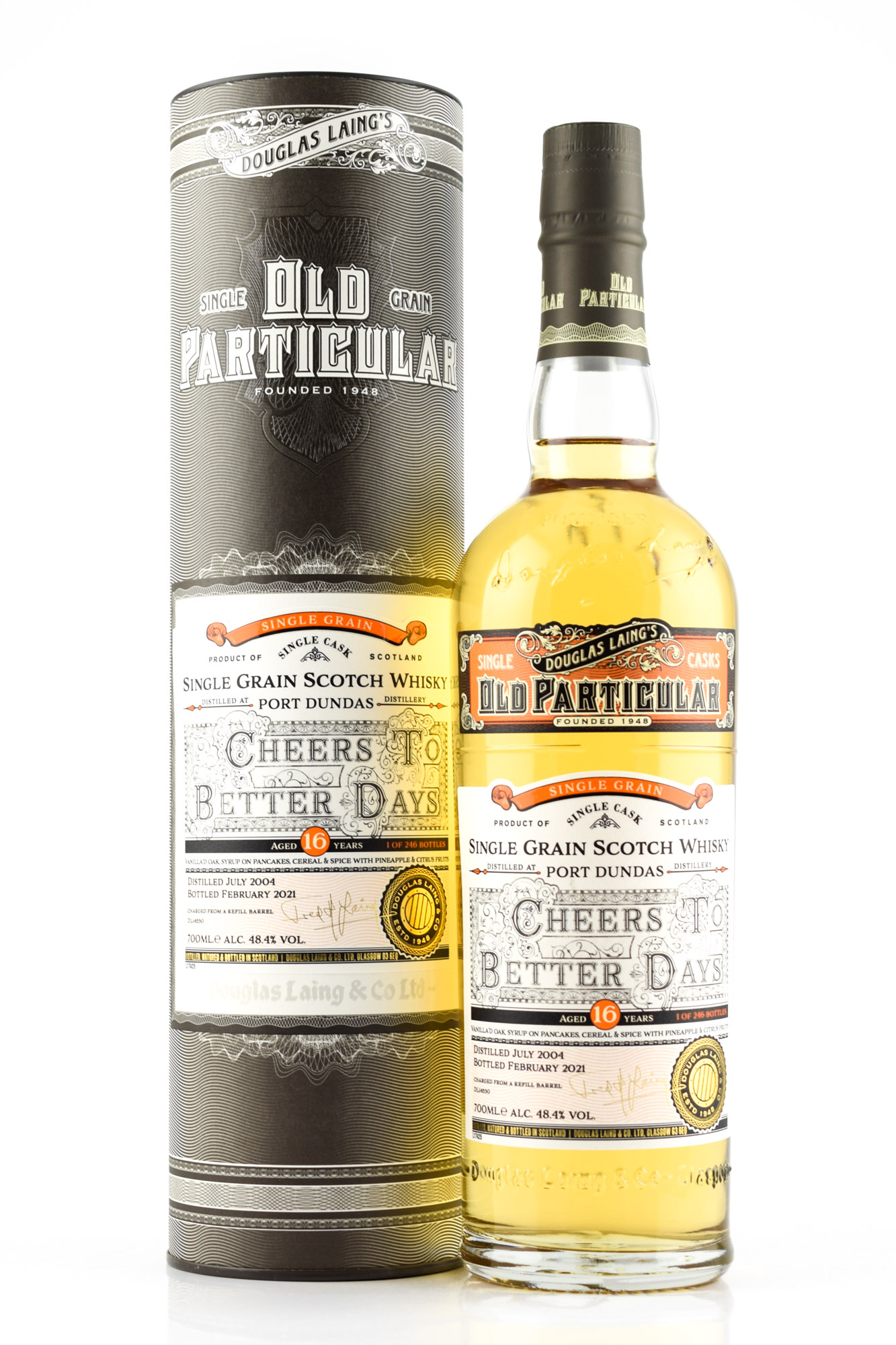 Port Dundas 16 year old "Cheers to better Days" Douglas Laing "Old Particular" 48,4%vol. 0,7l