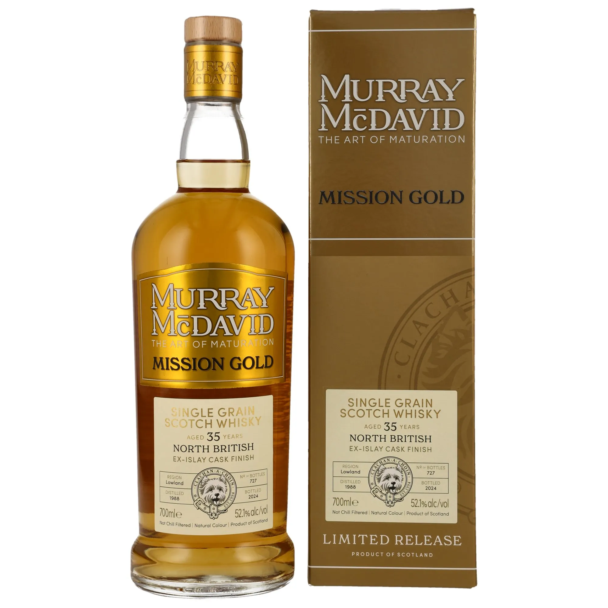 North British Mission Gold 35 Year Old, Bourbon Hogsheads & Ex-Islay Cask, Cask #2300200 / 2300201, 1988, Murray McDavid, 52.1%