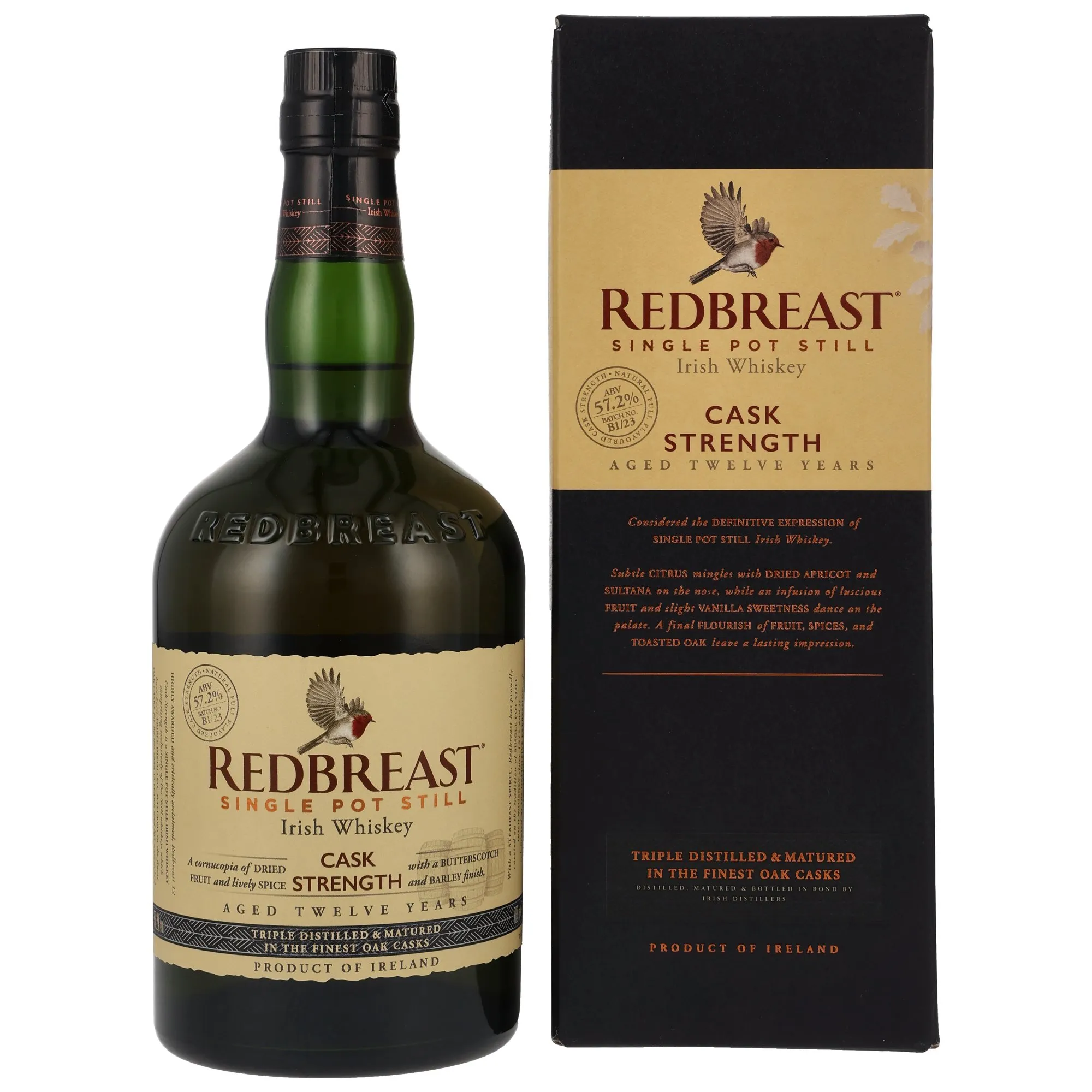 Redbreast Cask Strength 12 Year Old, Bourbon & Oloroso Sherry Cask, Batch No. L32361588, 2023, 57.2%