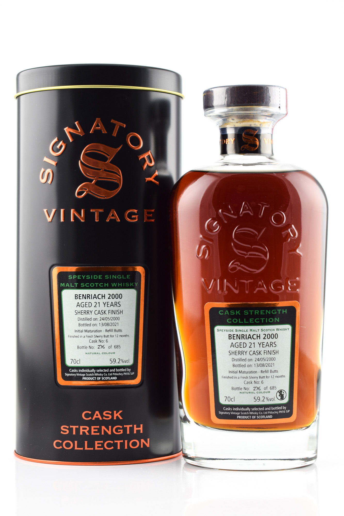 Benriach 21 Jahre 2000/2021 Fresh Sherry Butt #6 Finish Signatory Cask strength Coll. 59,2%vol. 0,7l