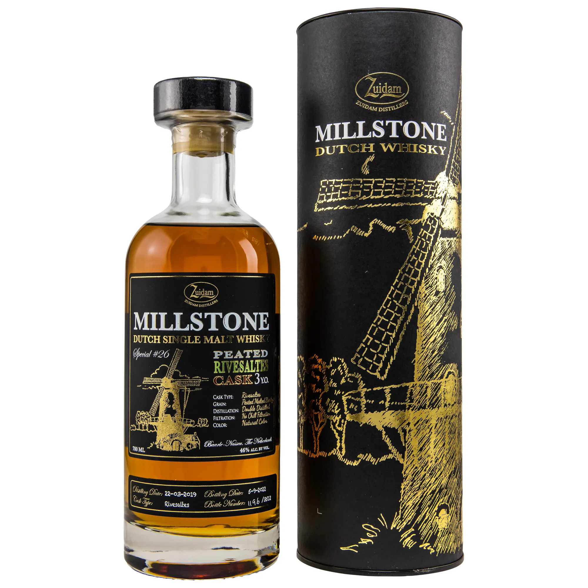 Zuidam Millstone Peated Rivesaltes Cask Special No. 26 3 Year Old, Rivesaltes Cask, 2022, 46%