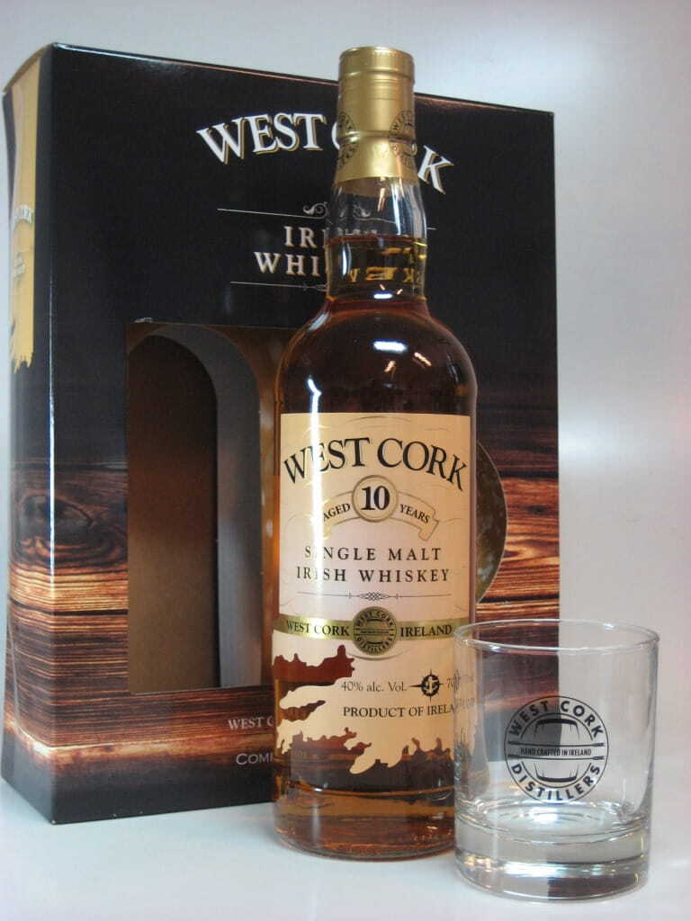 West Cork 10 Jahre 40%vol. 0,7l mit Glas