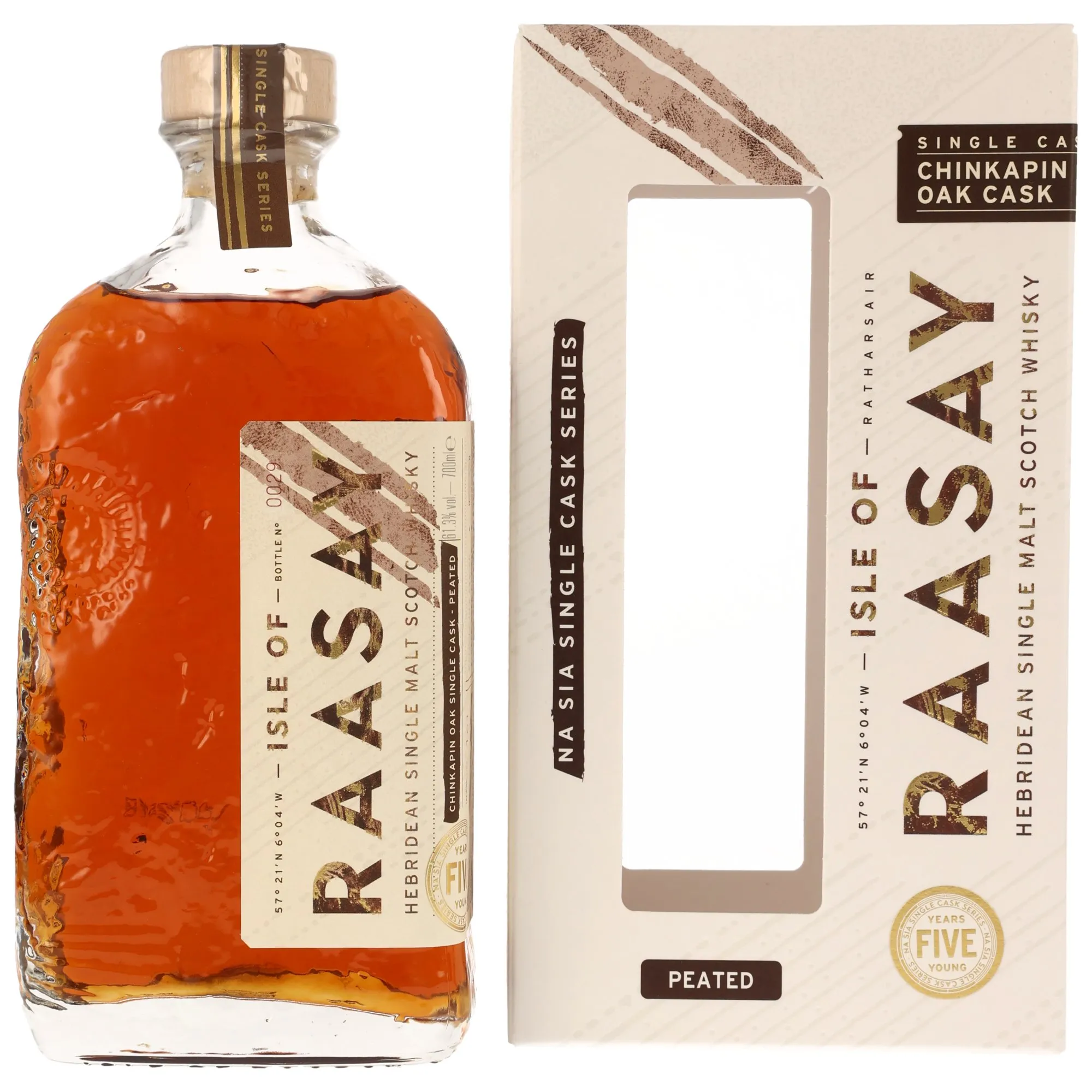 Isle of Raasay Na Sia Single Cask Series 5 Year Old, Peated Chinkapin Oak Cask, Cask #19/69, 2024, 61.3%