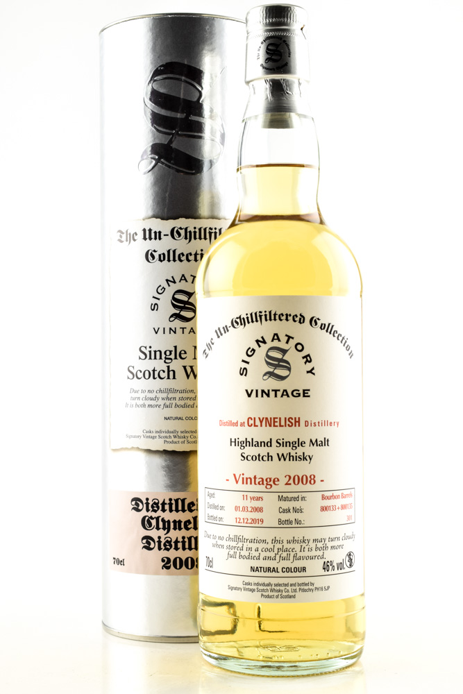Clynelish 11 year old 2008/2019 Bourbon Barrels #800133 & #800135 Un-Chillfiltered Signatory 46%vol. 0,7l Clynelish 11 year old 2008/2019 Bourbon Barrels #800133 & #800135 Un-Chillfiltered Signatory 46%vol. 0,7l