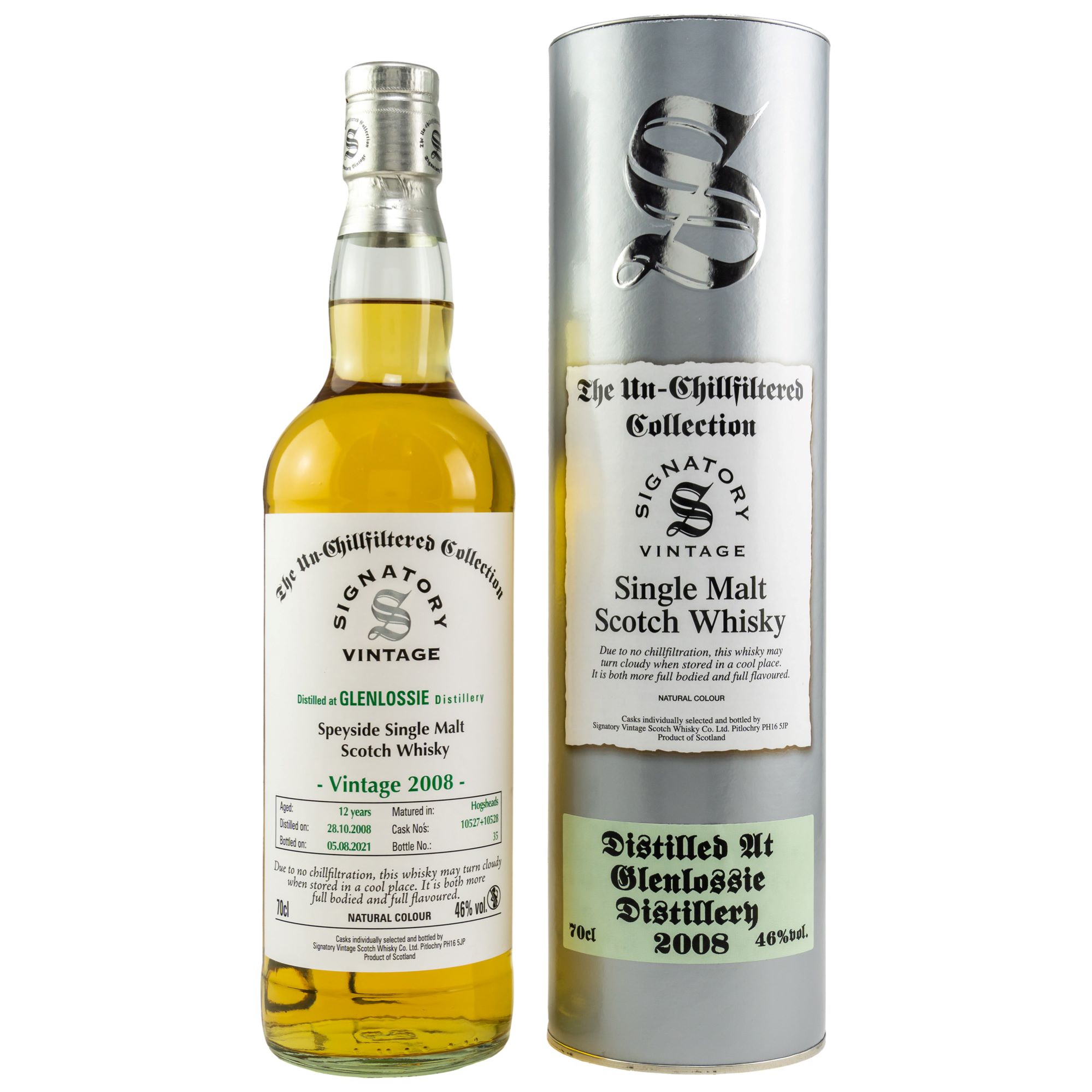 Glenlossie 12 year old 2008/2021 Hogsheads #10527 & #10528 Un-Chillfiltered Signatory 46%vol. 0,7l