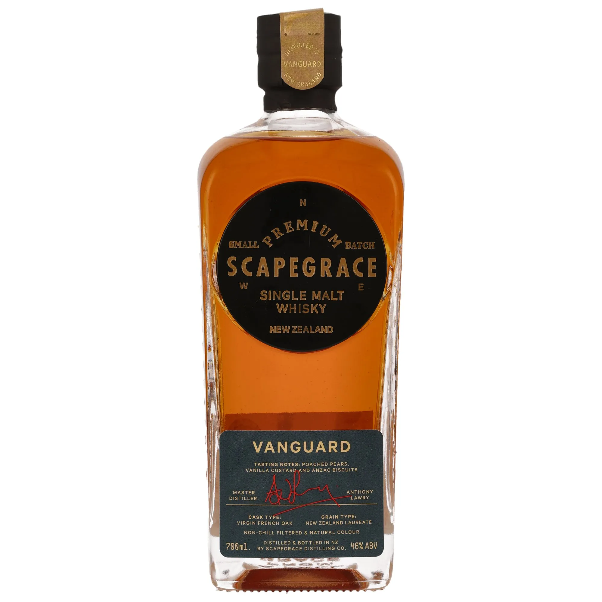 Scapegrace VANGUARD Single Malt, Virgin New Zealand Oak Cask, 46%