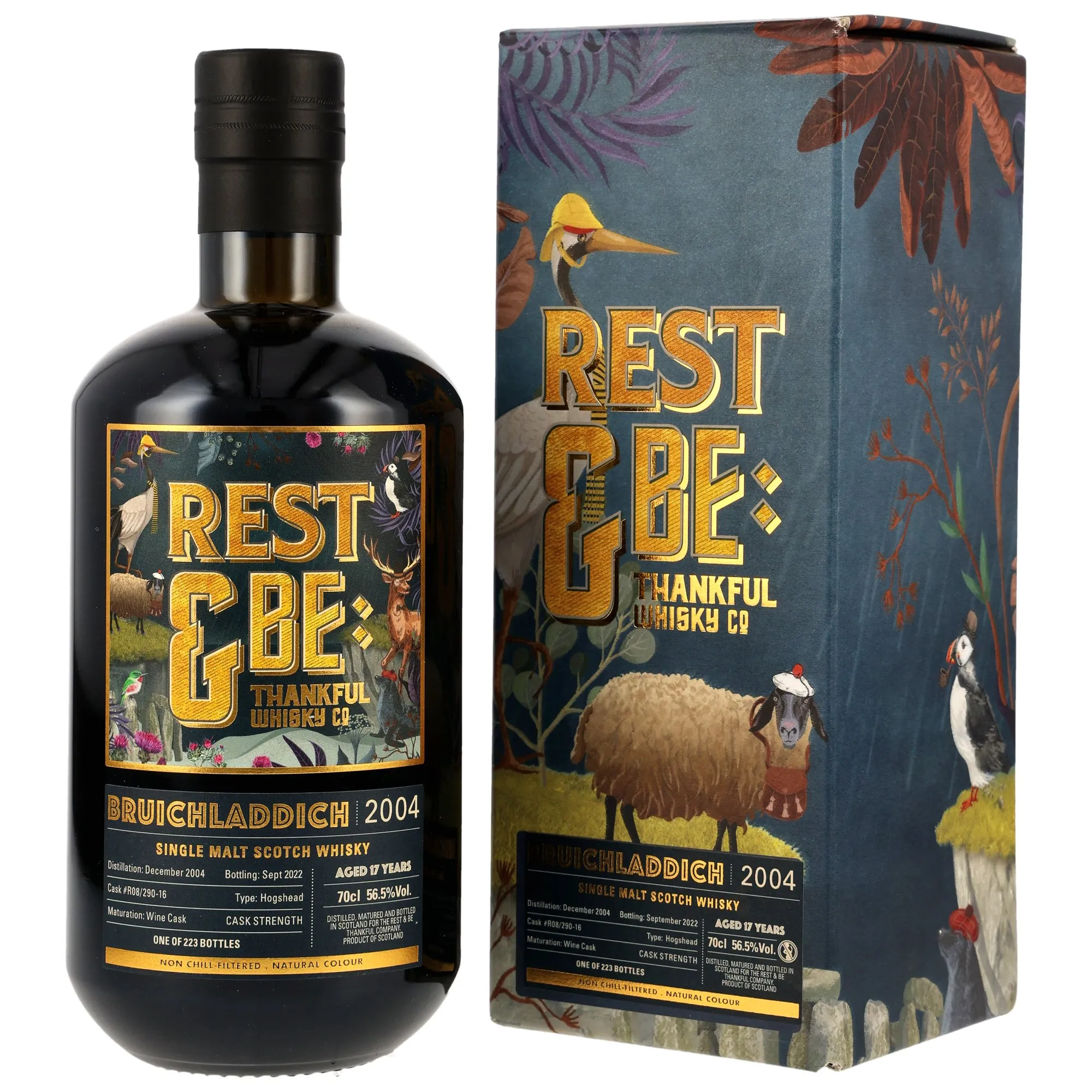 Bruichladdich 17 Year Old, Wine Hogshead Cask, Cask #R08/290-16, 2004, Rest & Be Thankful, 56.5%
