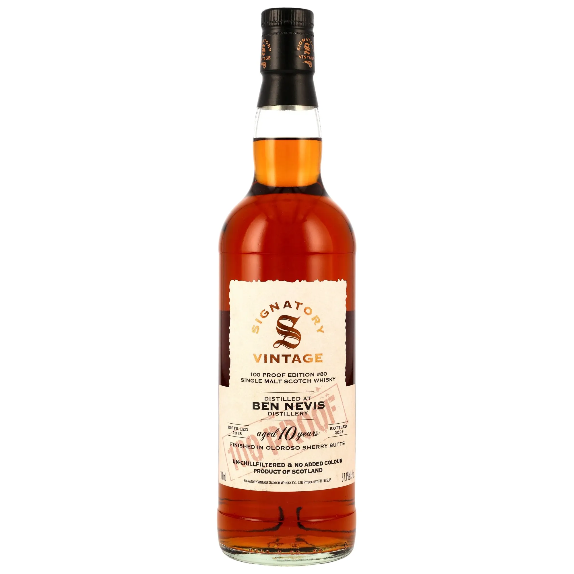 Ben Nevis 2015/2026 - 10 Jahre - Oloroso Sherry Butts Finish - Signatory 100 PROOF Edition #80
