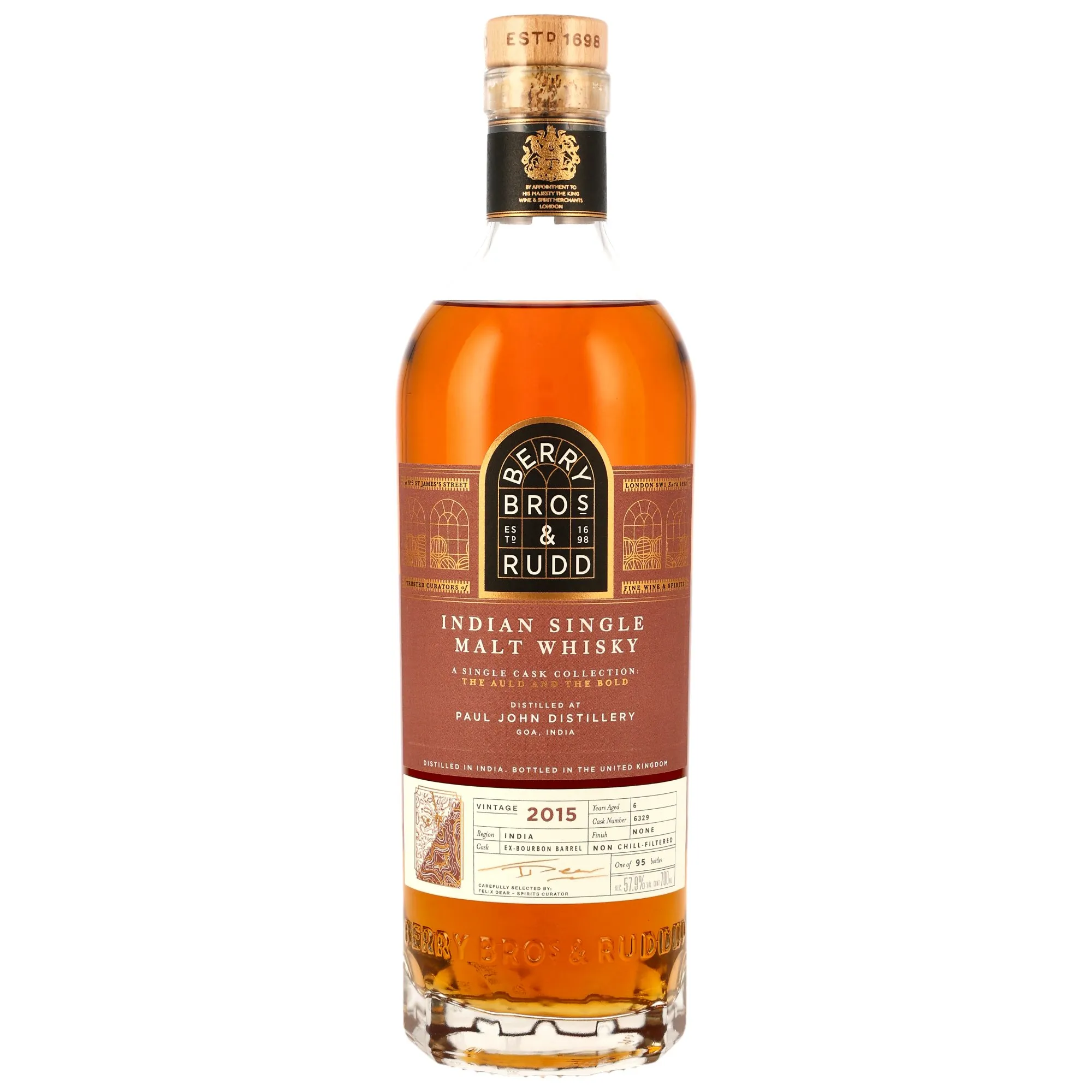 Paul John The Auld & The Bold 6 Year Old, Ex-Bourbon Cask, Cask #6329, 2015, Berry Bros. & Rudd, 57.9%