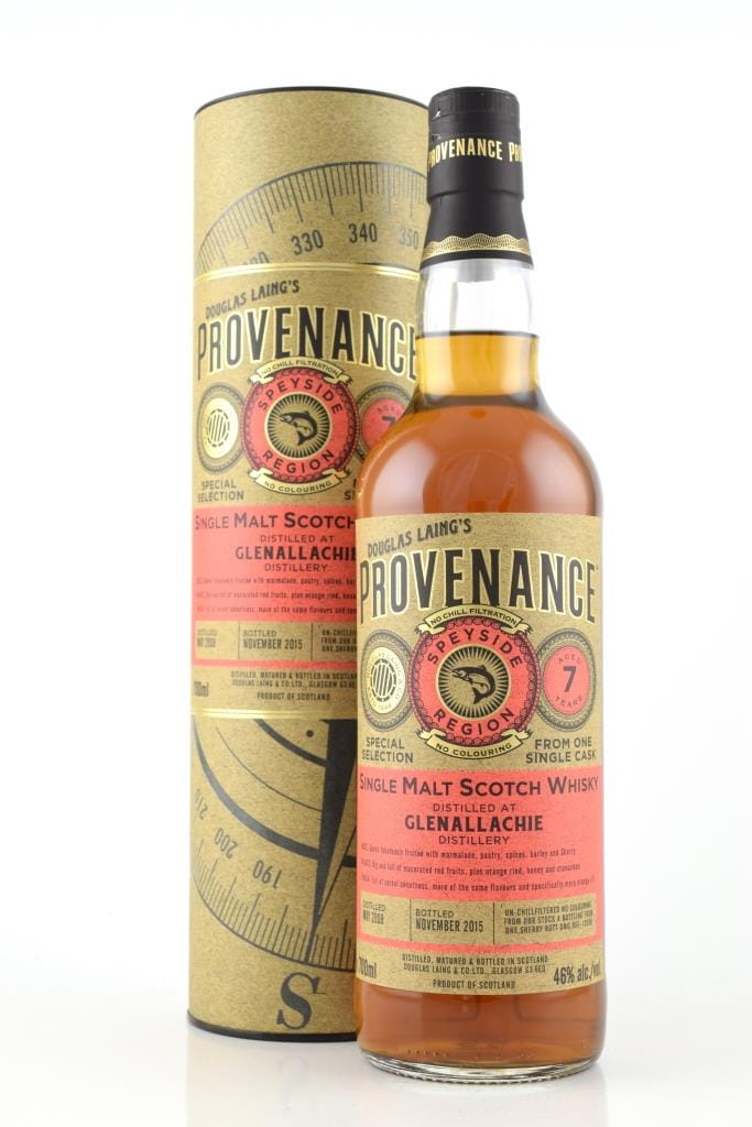 Glenallachie seven Year Old Sherry Butt 2008/2015 Douglas Laing's provenance 46% vol. 0,7l Glenallachie seven Year Old Sherry Butt 2008/2015 Douglas Laing's provenance 46% vol. 0,7l