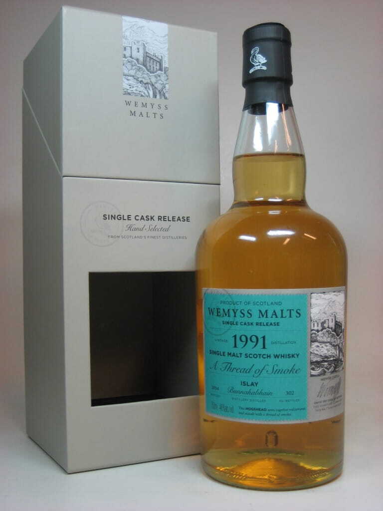 "A Thread of Smoke" 1991/2014 Single Cask Bunnahabhain Wemyss Malts 46%vol. 0,7l "A Thread of Smoke" 1991/2014 Single Cask Bunnahabhain Wemyss Malts 46%vol. 0,7l