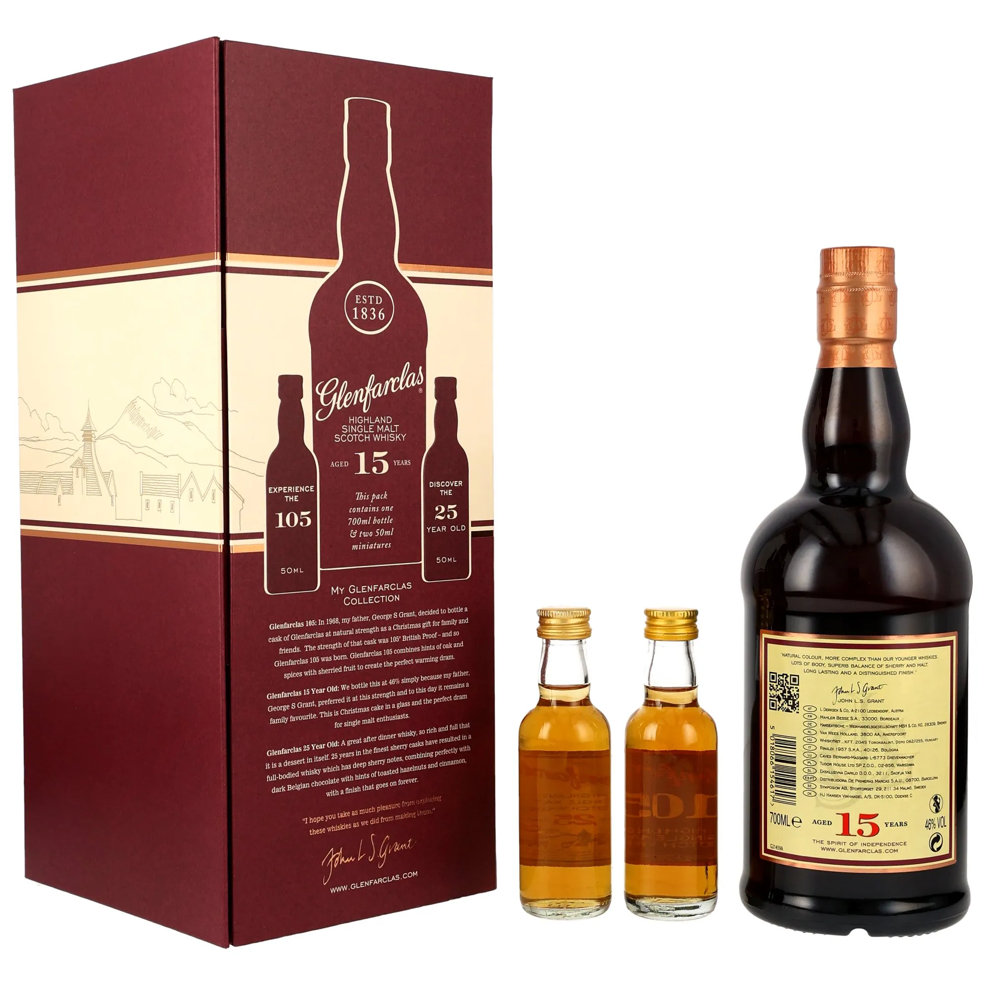 Glenfarclas 15 Jahre + 2 Minis (105 / 25 Jahre) Neue Ausstattung 2026
