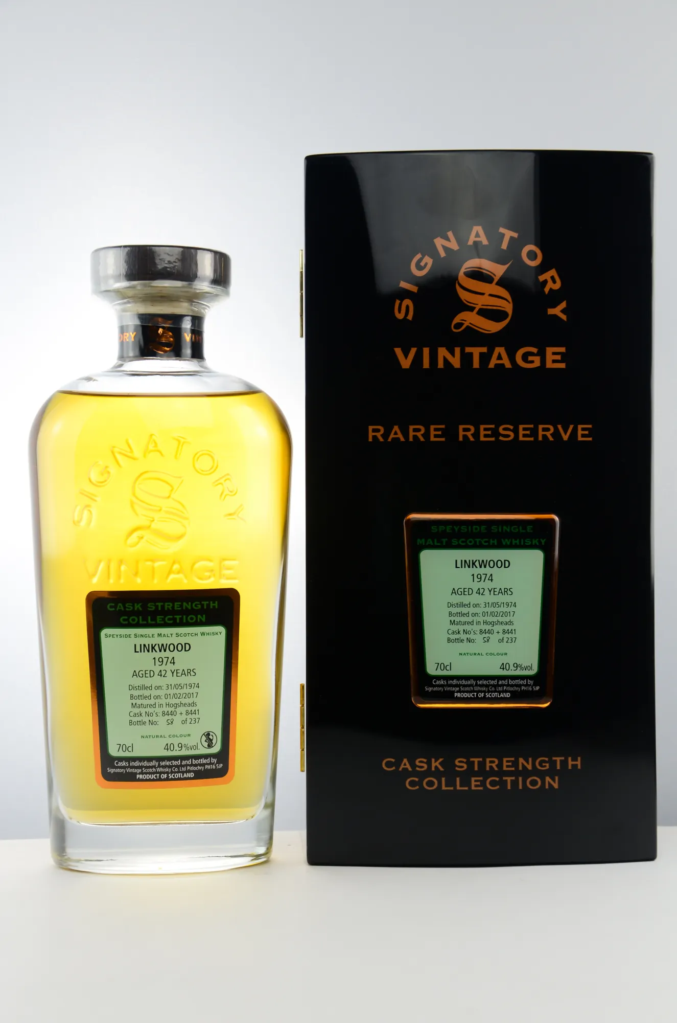 Linkwood Rare Reserve Cask Strength Collection 42 Year Old, Hogshead Cask, Cask #8440 & 8441, 1974, Signatory Vintage, 40.9%