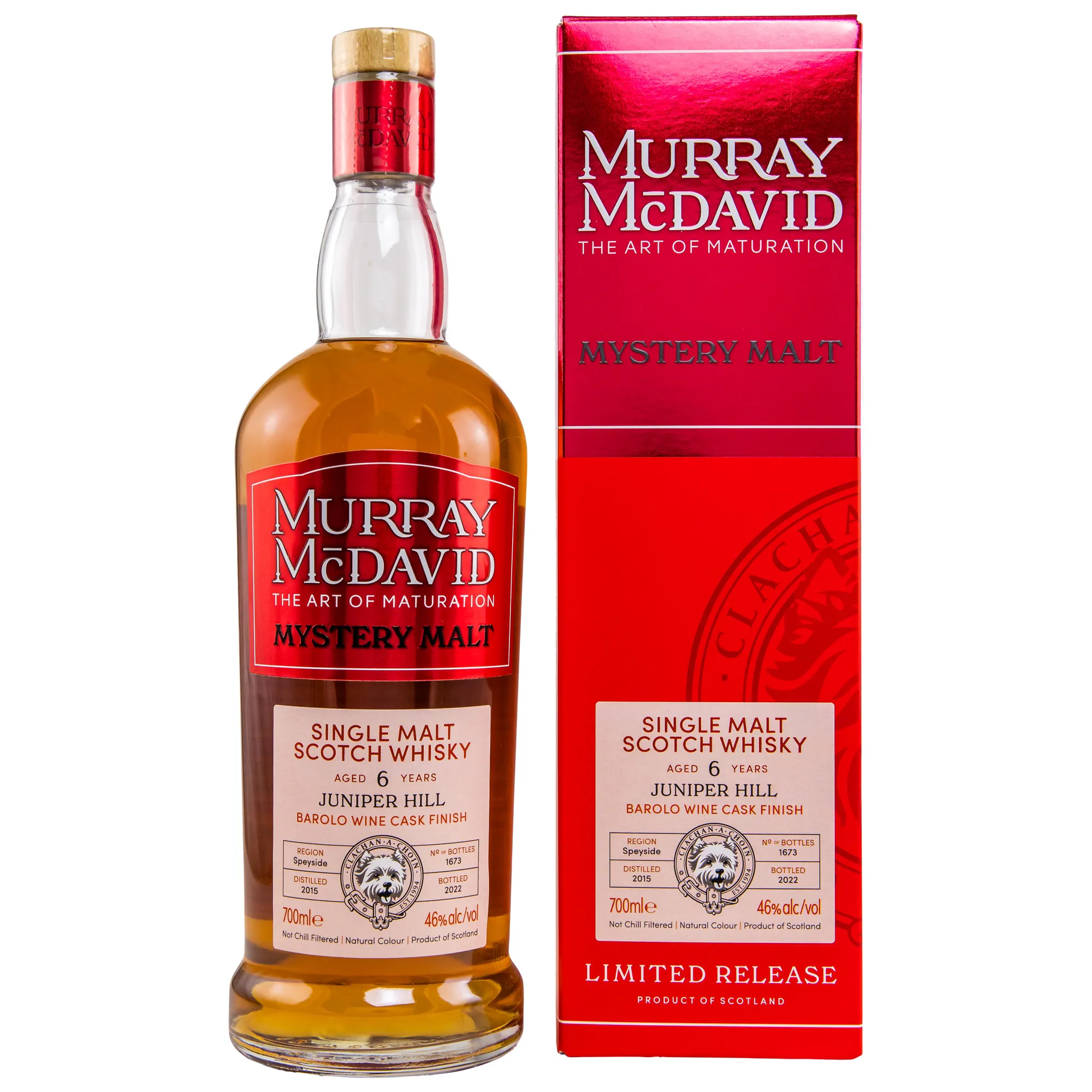 Tomatin Juniper Hill Mystery Malt 6 Year Old, Barolo Wine Cask, 2015, Murray McDavid, 46%