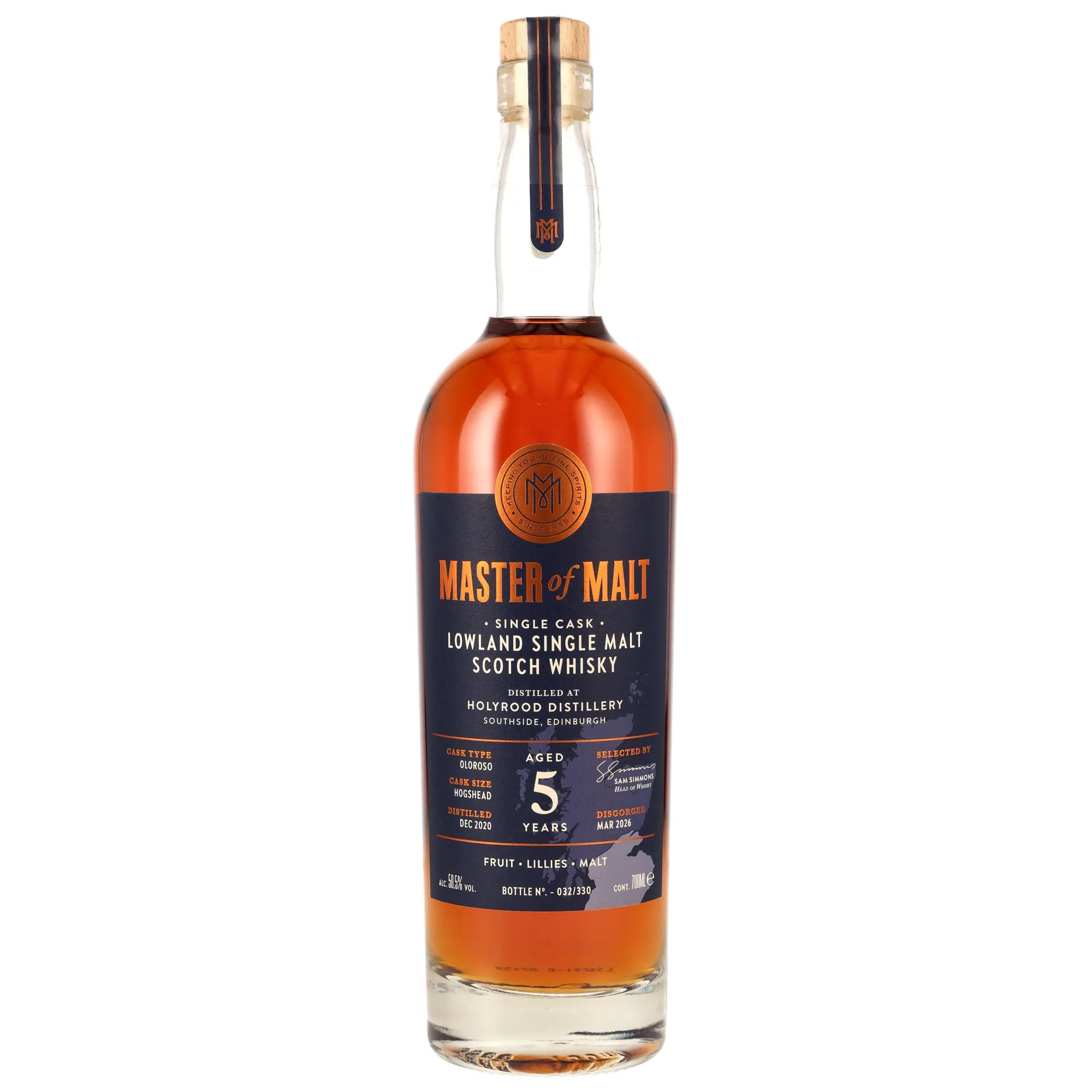 Holyrood 2020/2026 - 5 Year Old - Oloroso Sherry Hogshead - Master of Malt