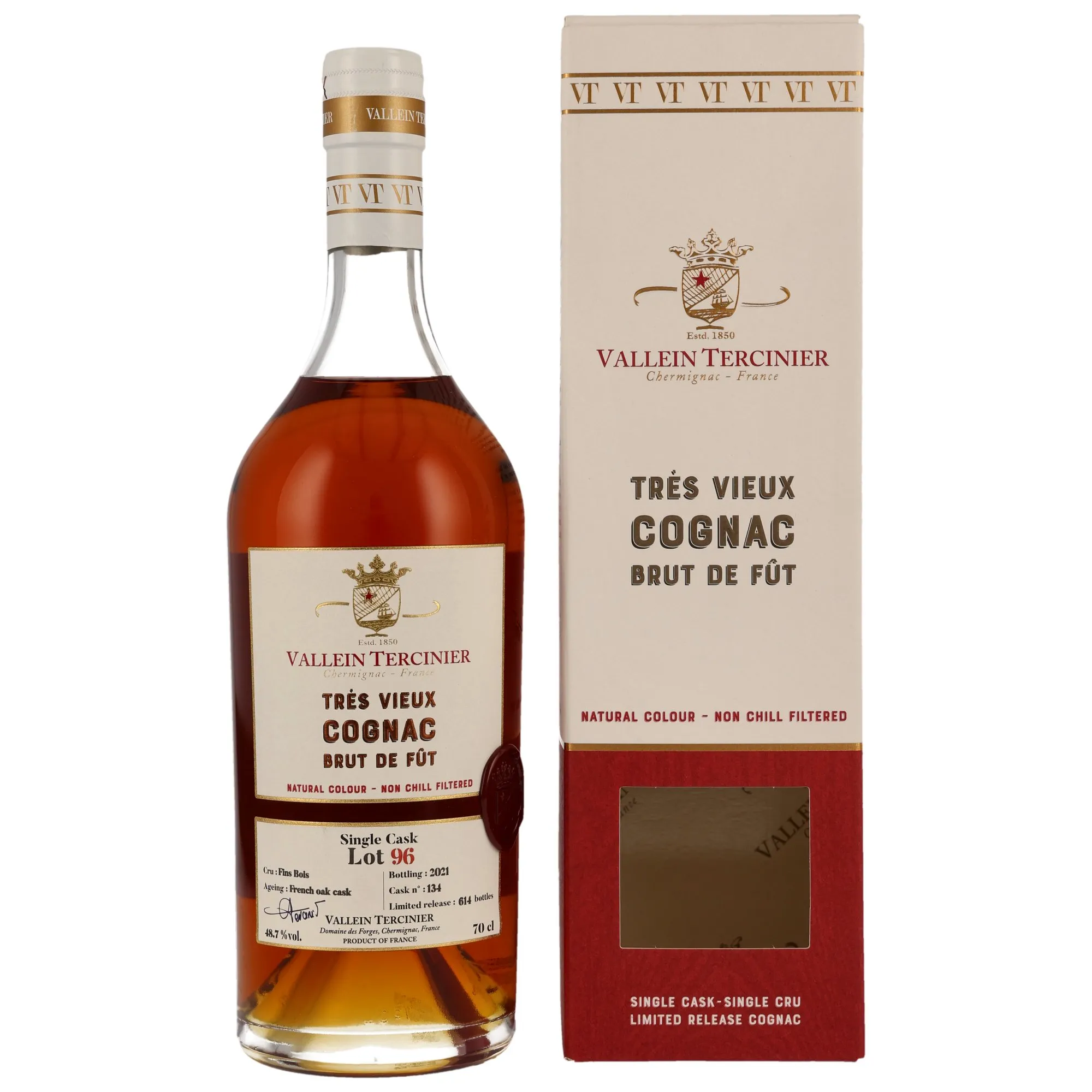 Vallein Tercinier Fins Bois Lot 96 Single Cask No. 134
