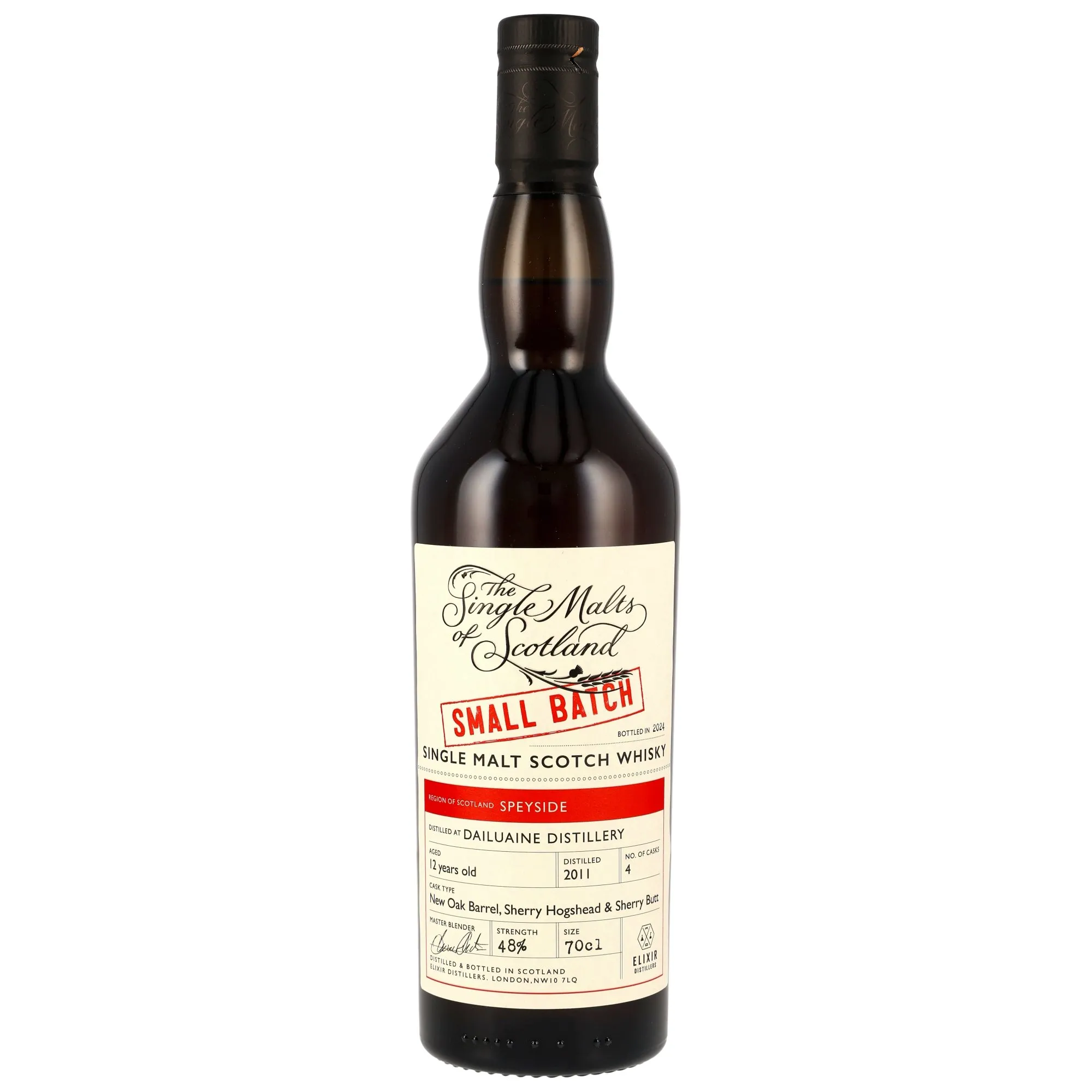 Dailuaine The Single Malts of Scotland 12 Year Old, New Oak Barrel & Sherry Hogshead & Sherry Butt Cask, Cask #4, Small Batch, 2011, Elixir Distillers, 48%