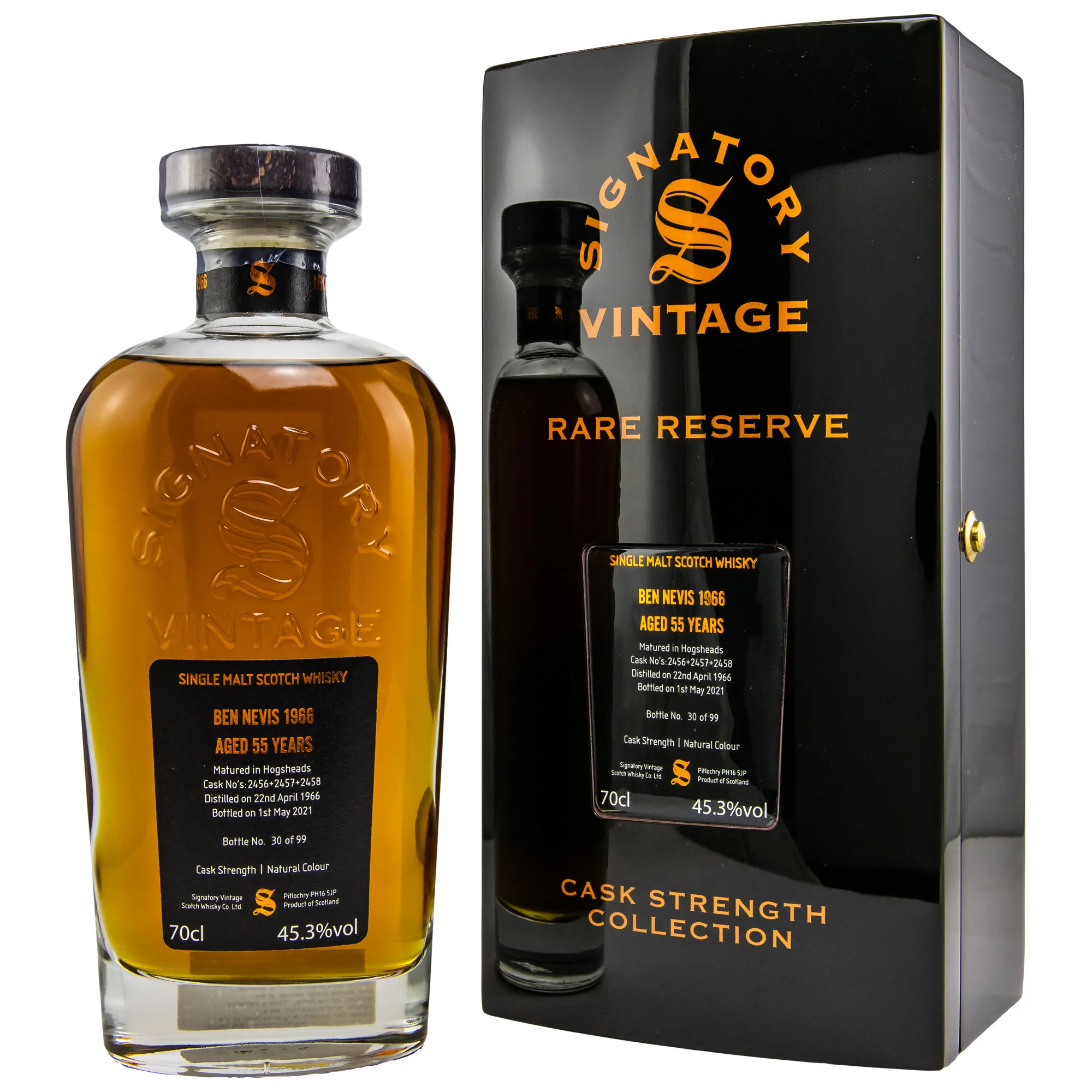Ben Nevis Rare Reserve, Cask Strength Collection 55 Year Old, Hogshead Cask, Cask #2456, 2457 & 2458, 1966, Signatory, 45.3%