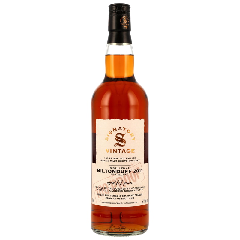Miltonduff 2011 100 Proof Edition #54 Signatory Vintage