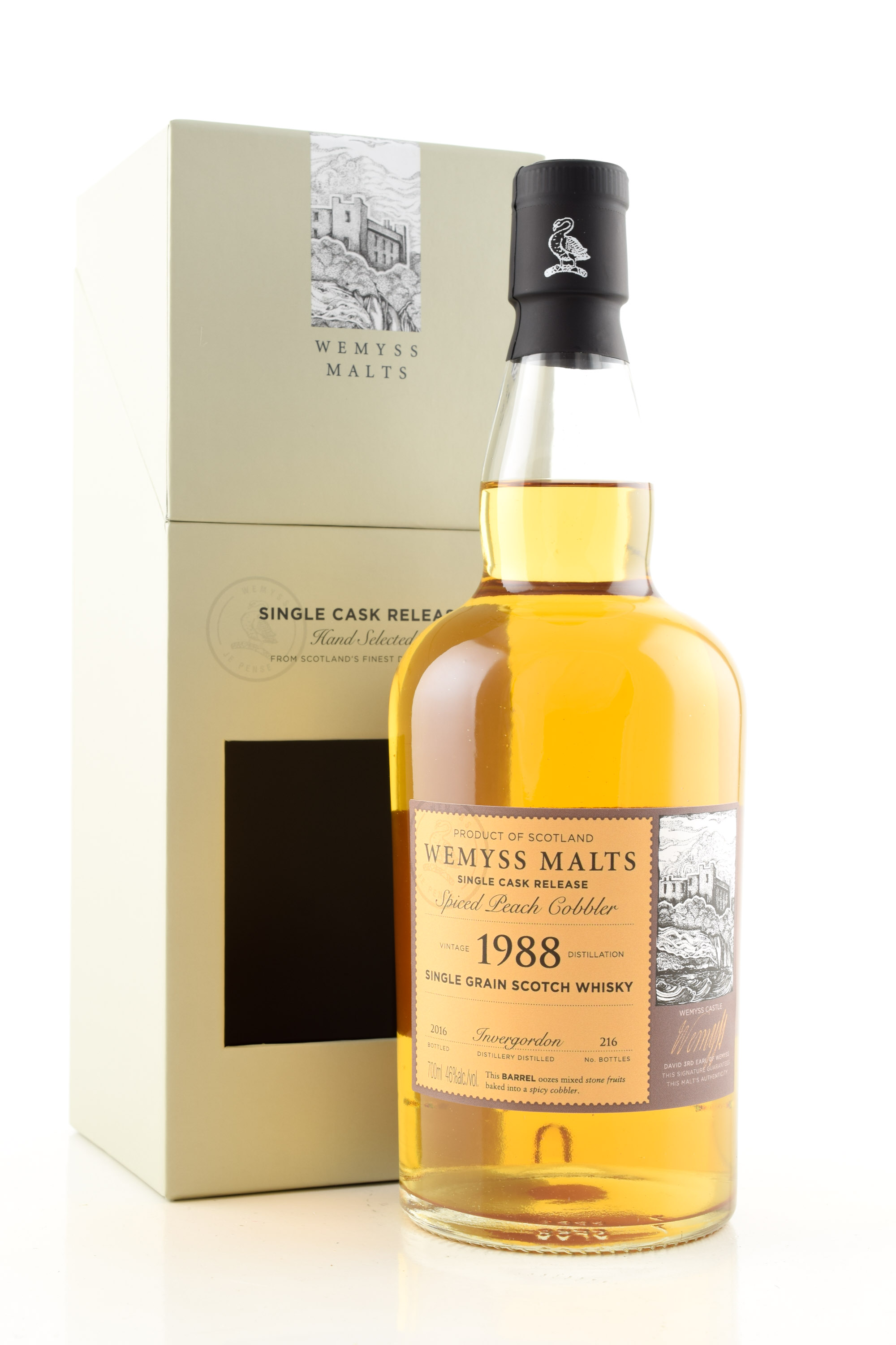 "Spiced Peach Cobbler" 1988/2016 Bourbon Barrel Invergordon Wemyss Malts 46% vol. 0,7l