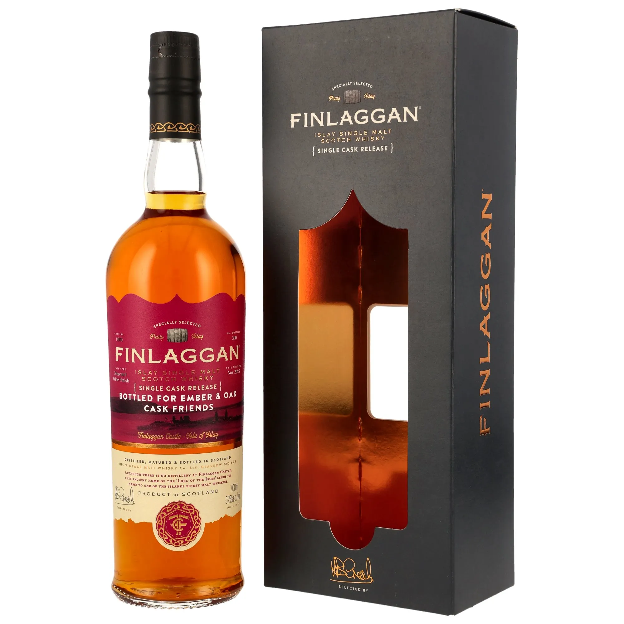 Finlaggan Moscatel Ember & Oak Cask Friends, Moscatel Cask, Cask #019, The Vintage Malt Whisky Co., 52%