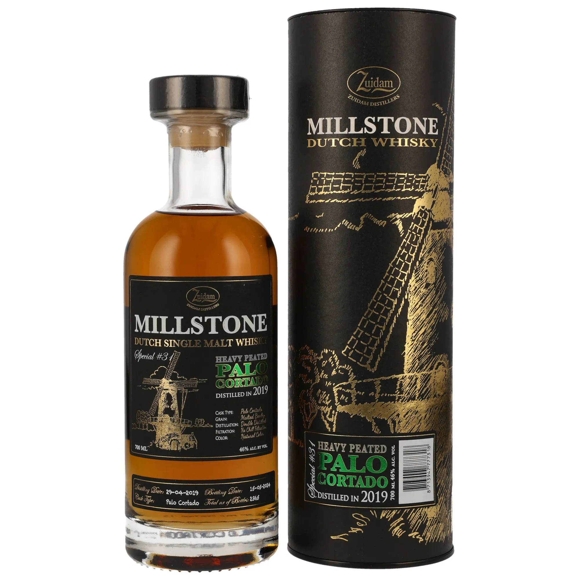 Zuidam Millstone Heavy Peated Palo Cortado 5 Year Old, Palo Cortado Cask, Special No. 31, 2024, 46%
