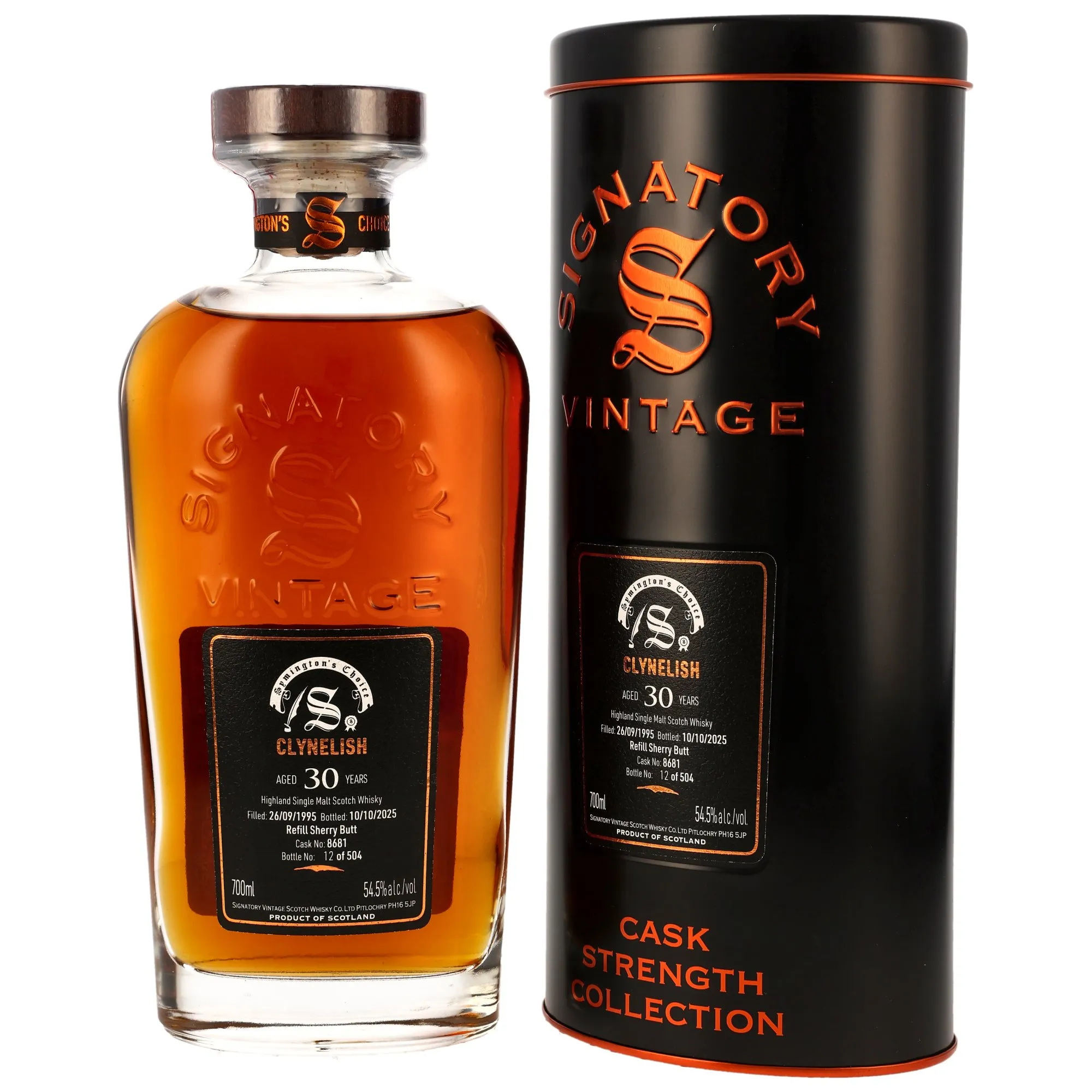 Clynelish Symington's Choice Cask Strength Collection 30 Year Old, Refill Sherry Butt Cask, Cask #8681, 1995, Signatory Vintage, 54.5%