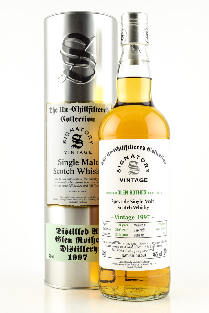 Glenrothes 21 Year Old 1997/2018 hogsheads #4824 & #4829 Un-chillfiltered Signatory 46% vol. 0,7l Glenrothes 21 Year Old 1997/2018 hogsheads #4824 & #4829 Un-chillfiltered Signatory 46% vol. 0,7l