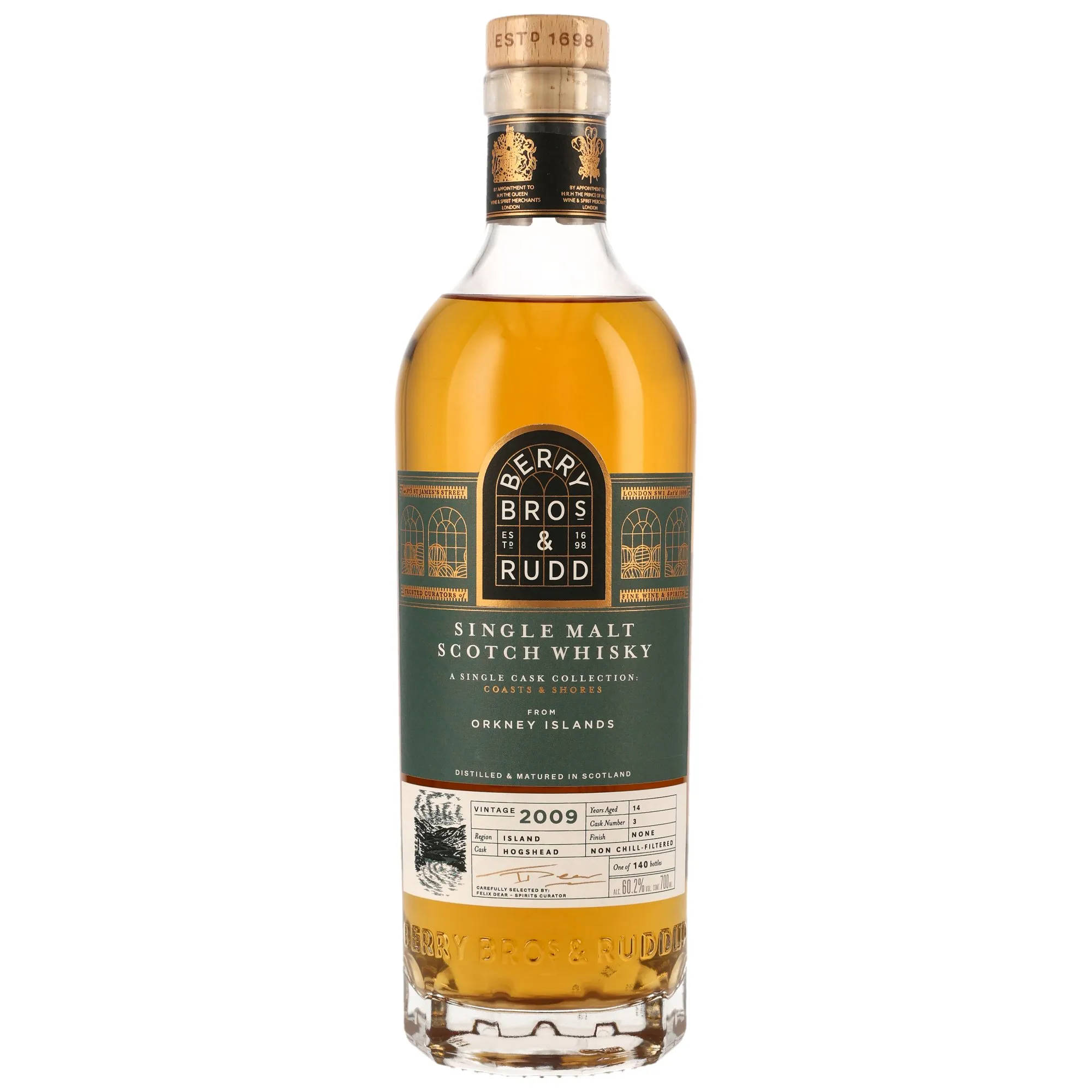 Orkney Coasts & Shores 14 Year Old, Hogshead Cask, Cask #1, 2009, Berry Bros. & Rudd, 60.2%